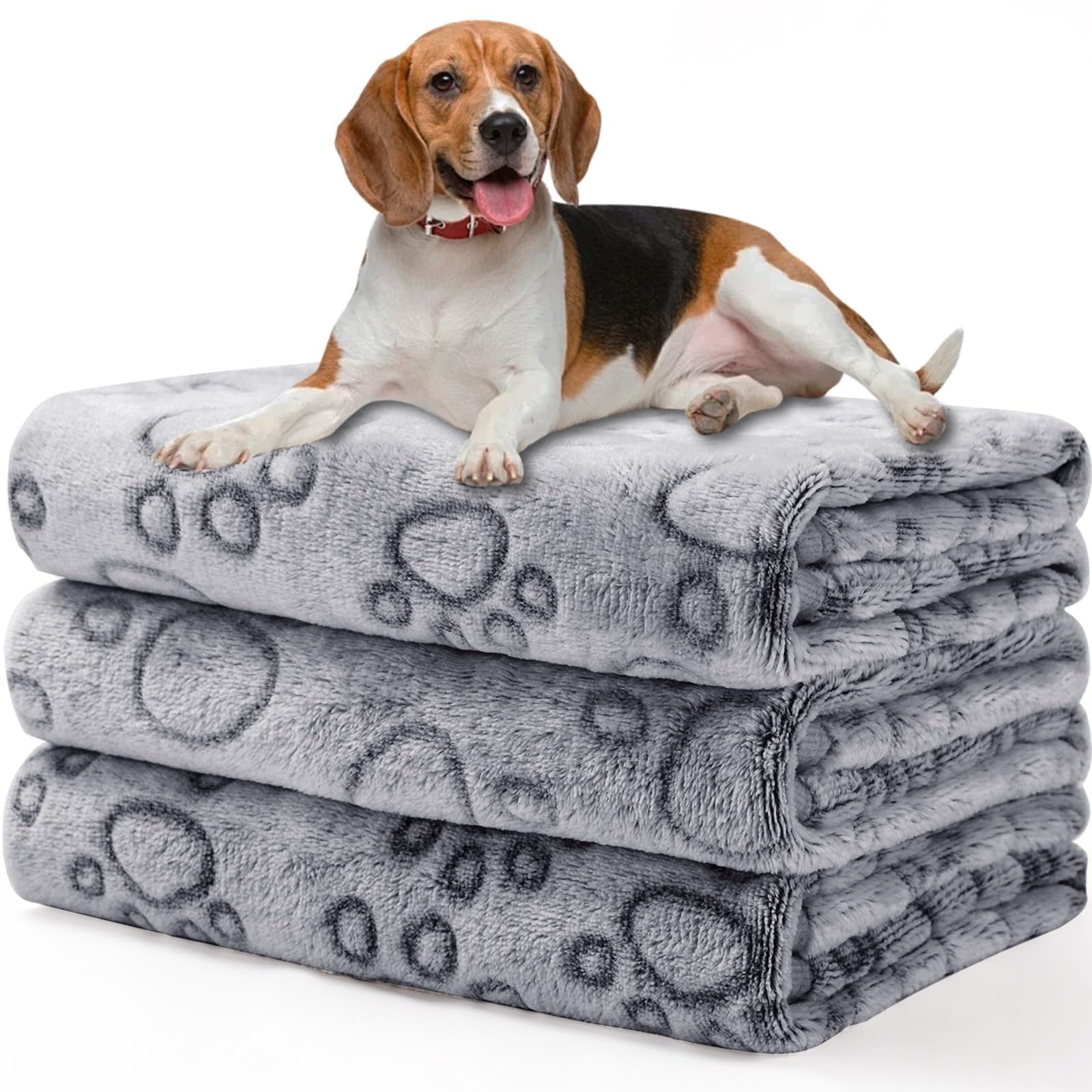 Luciphia 1 Pack 3 Cat Printed Fleece Pet Blankets Washable，Soft Warm Throw Covers for Crate Couch Bed，Cozy Puppy Essentials for Dogs and Cats，Purple/Grey/Khaki, Small (23x16 inch)