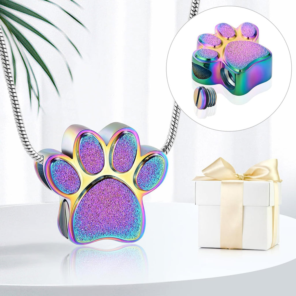 zeqingjw Pet Cremation Jewelry for Ashes Pendant Paw Print Pet Heart Urn Necklace Memorial Keepsake Jewelry for Pet/Dog's/Cat's Ashes