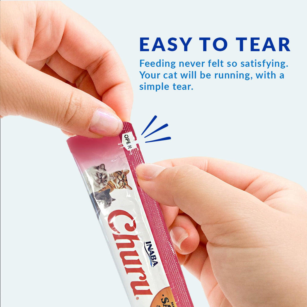 INABA Churu Cat Treats, Grain-Free, Lickable, Squeezable Creamy Purée Cat Treat/Topper with Vitamin E & Taurine, 0.5 Ounces Each Tube, 50 Tubes, Tuna & Chicken Variety