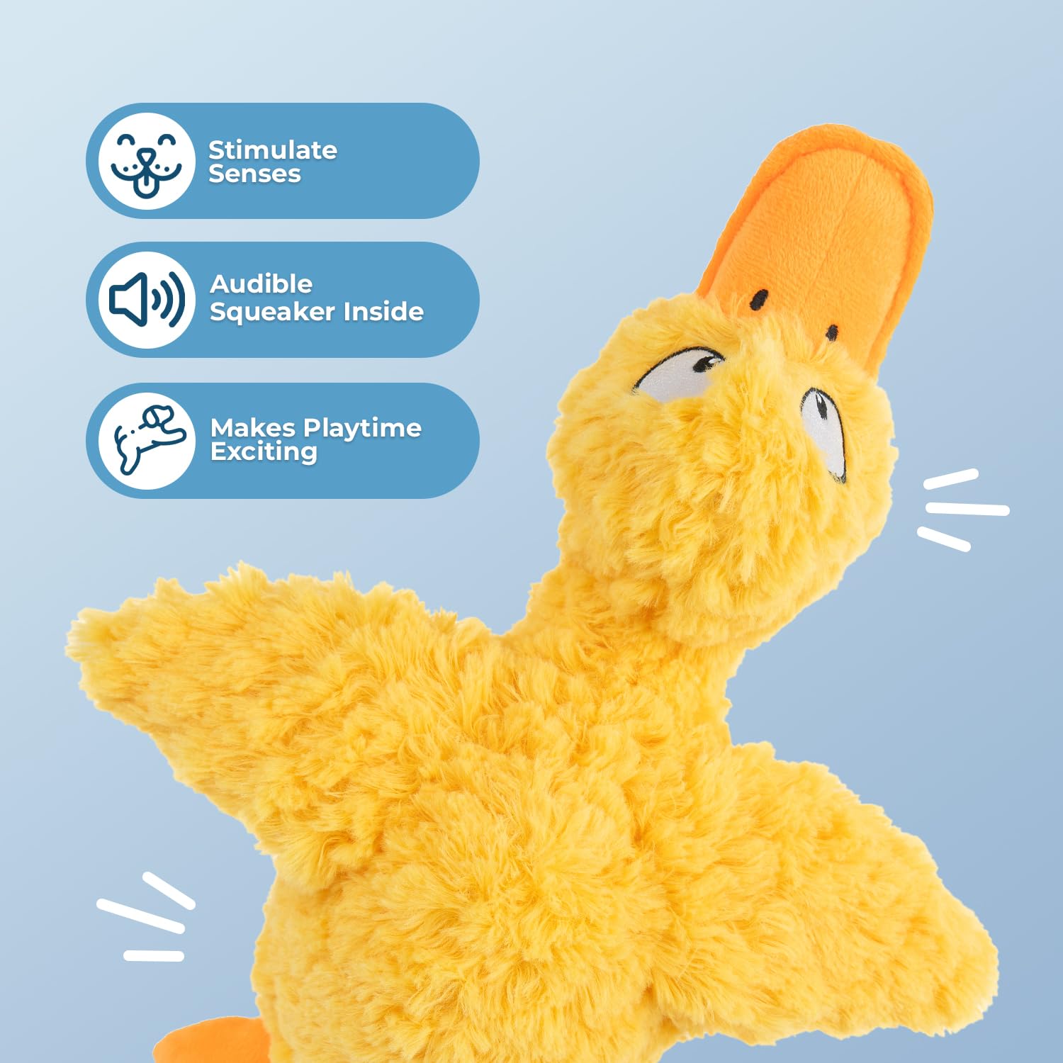 Best Pet Supplies Interactive Squeaky Dog Chew Toy, Ideal Dog Toys for Chewers, Small, Medium & Large Dogs, and Fetch Lovers - Crinkle Duck (Yellow), Large