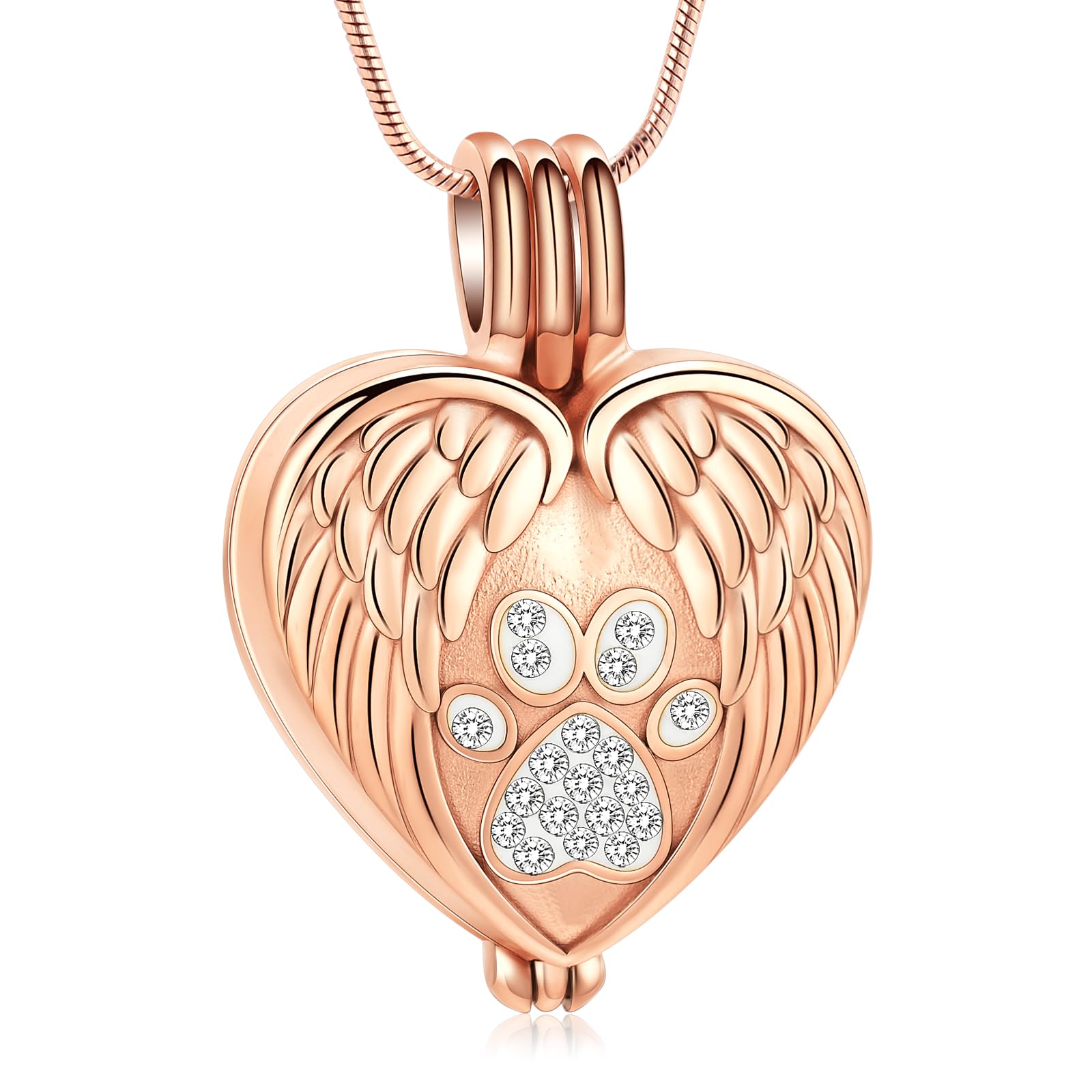 zeqingjw Pet Cremation Jewelry for Ashes Pendant Paw Print Pet Heart Urn Necklace Memorial Keepsake Jewelry for Pet/Dog's/Cat's Ashes
