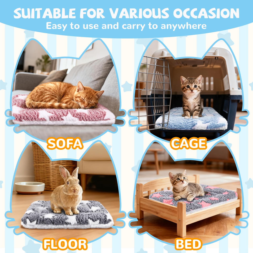 4 Pcs Self Warming Cat Bed, Self Heating Pet Mat for Kitten & Puppy, Soft Calming Cat Bed Mat Reflects Body Heat Warm Washable Pet Pad for Crates, Floors, Indoor, Outdoor(12.6×10 Inch)