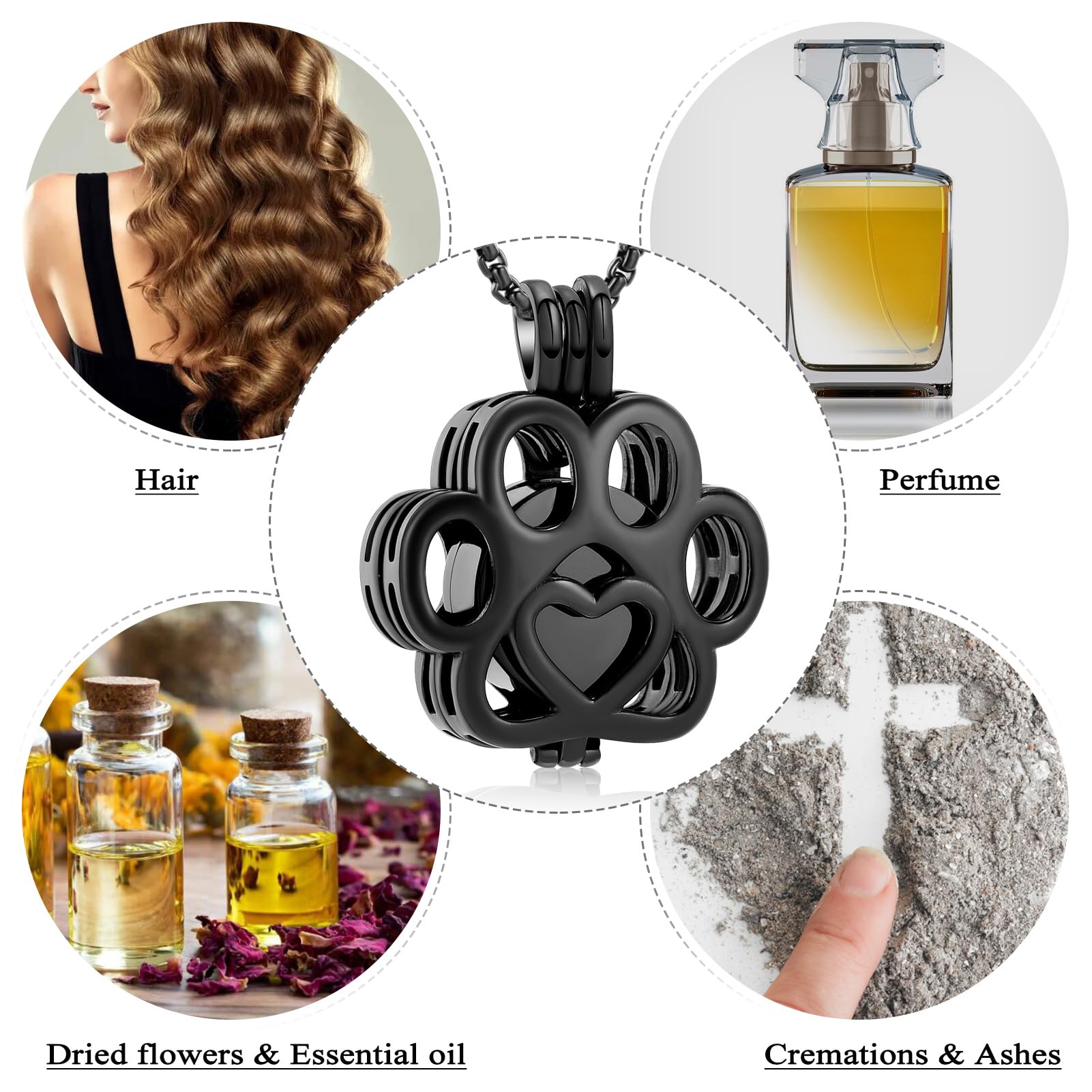 Oinsi Pet Cremation Jewelry For Ashes For Dog/Cat Paw Stainless Steel Memorial Locket Urn Necklace Inside Mini Case Keepsake Cremation Jewelry Women Men