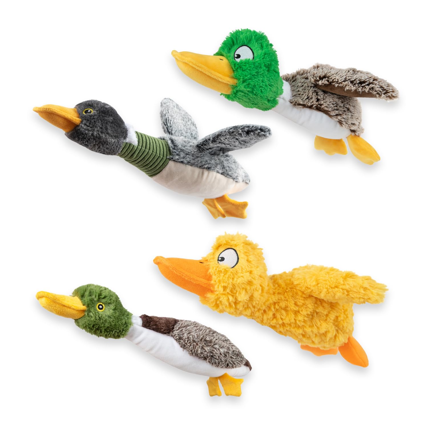 Best Pet Supplies Interactive Squeaky Dog Chew Toy, Ideal Dog Toys for Chewers, Small, Medium & Large Dogs, and Fetch Lovers - Crinkle Duck (Yellow), Large