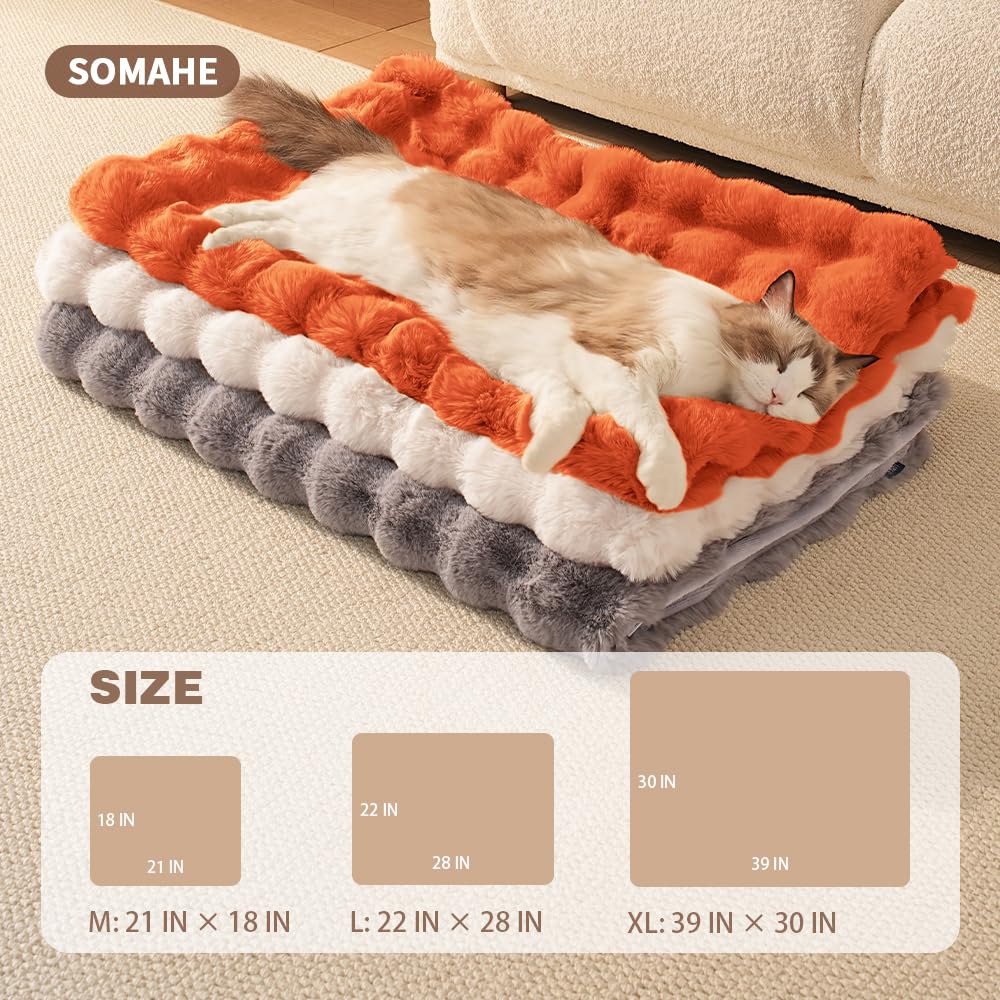 SOMAHE Self-Warming Cat Blanket, Dual-Side Plush Sherpa Throw with Anti-Static, Snuggle Mat for Kittens & Cats, Cozy Bed Topper for Windowsills & Couches, Machine Washable & Dryable, 21x18 Inch Gray
