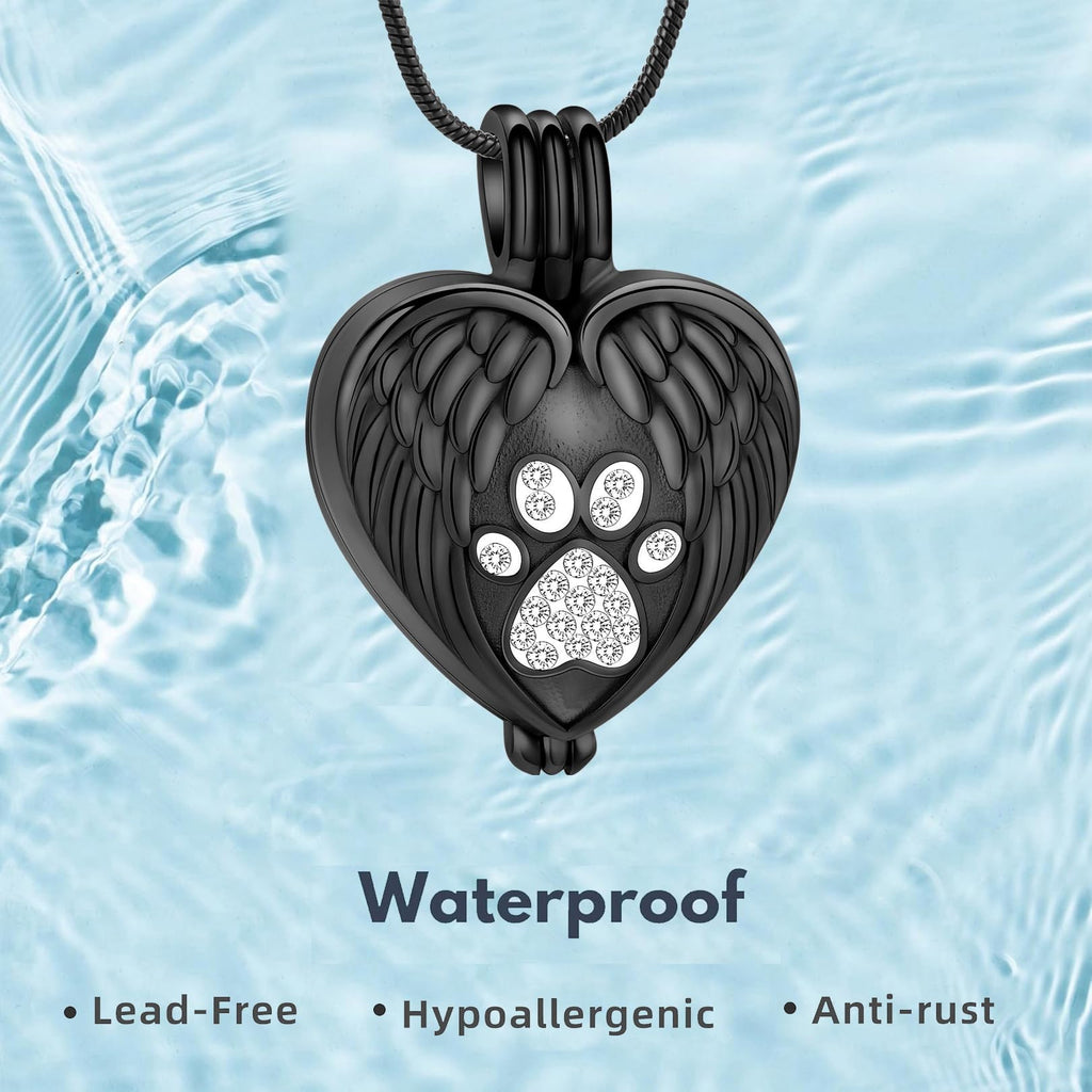 zeqingjw Pet Cremation Jewelry for Ashes Pendant Paw Print Pet Heart Urn Necklace Memorial Keepsake Jewelry for Pet/Dog's/Cat's Ashes