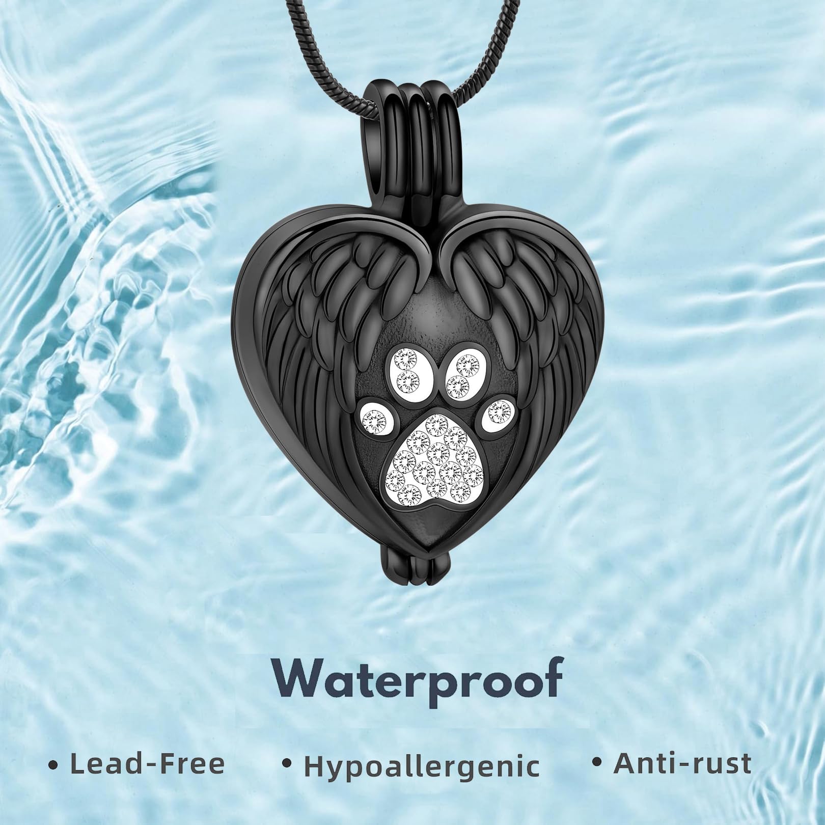 zeqingjw Pet Cremation Jewelry for Ashes Pendant Paw Print Pet Heart Urn Necklace Memorial Keepsake Jewelry for Pet/Dog's/Cat's Ashes