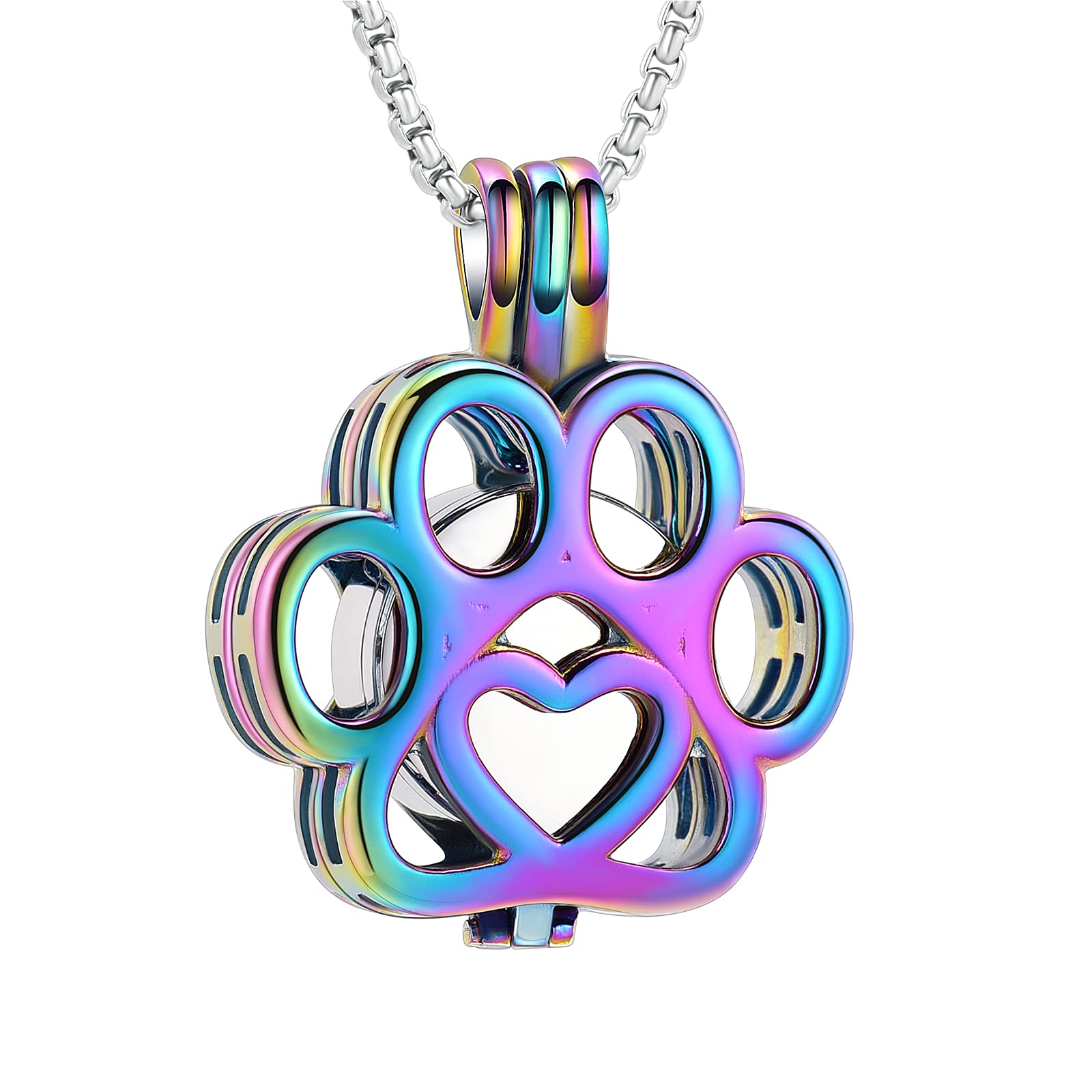 Oinsi Pet Cremation Jewelry For Ashes For Dog/Cat Paw Stainless Steel Memorial Locket Urn Necklace Inside Mini Case Keepsake Cremation Jewelry Women Men