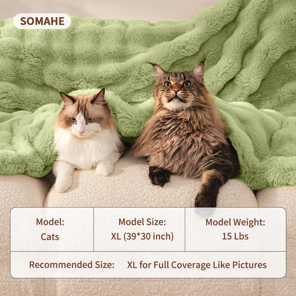 SOMAHE Self-Warming Cat Blanket, Dual-Side Plush Sherpa Throw with Anti-Static, Snuggle Mat for Kittens & Cats, Cozy Bed Topper for Windowsills & Couches, Machine Washable & Dryable, 21x18 Inch Gray