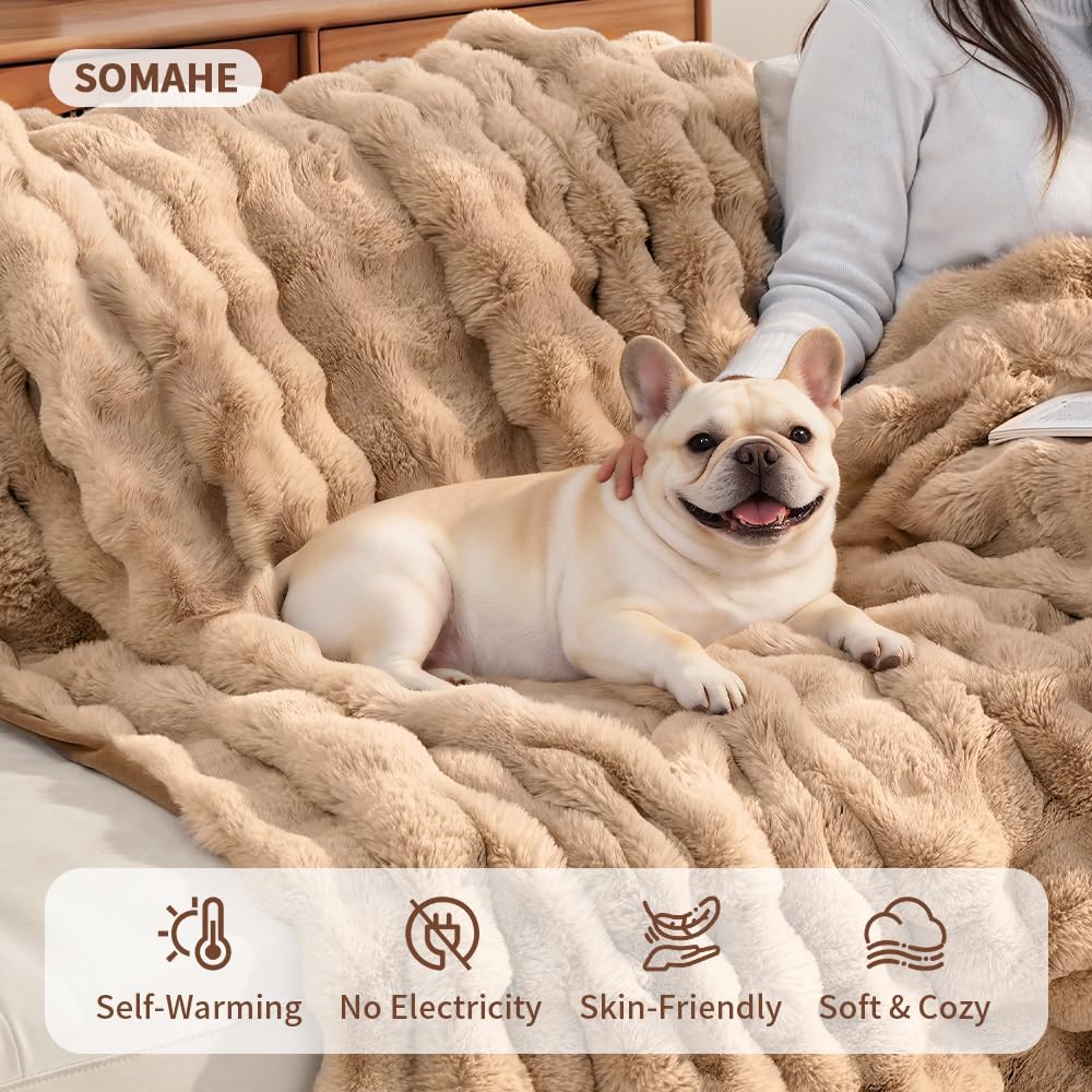 SOMAHE Self-Warming Cat Blanket, Dual-Side Plush Sherpa Throw with Anti-Static, Snuggle Mat for Kittens & Cats, Cozy Bed Topper for Windowsills & Couches, Machine Washable & Dryable, 21x18 Inch Gray