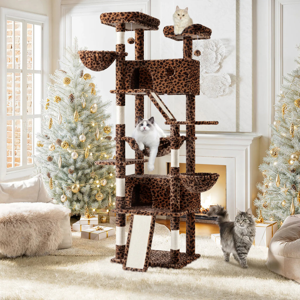SHA CERLIN 81In/67In Multi-Level Tall Cat Tree Tower with Hammock & Sisal Scratching Posts Larger Cat Condo Furniture for Multi-Cat Play & Rest #Christmasgifts#Tiktokshopblackfriday
