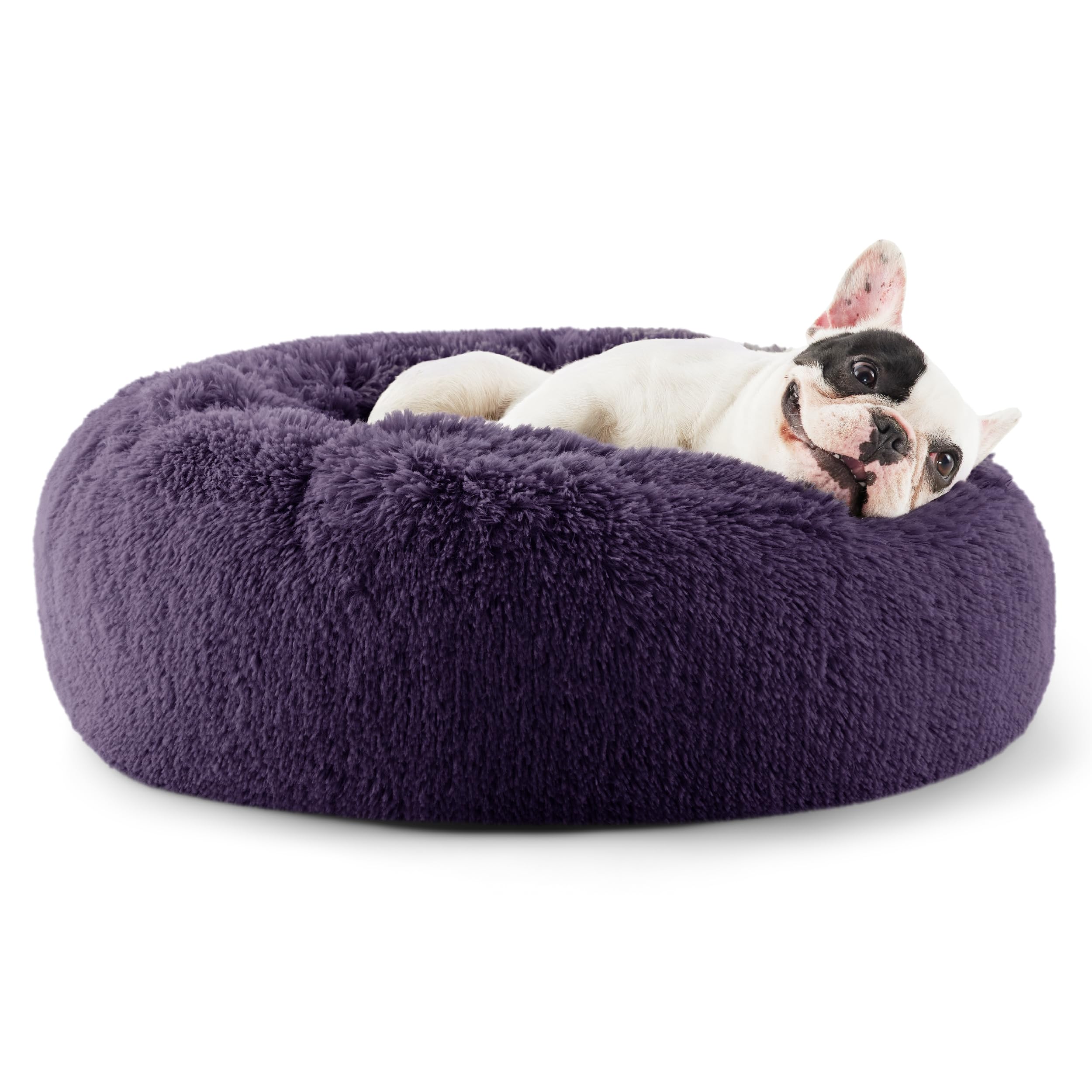 Bedsure Calming Dog Bed for Small Dogs - Donut Washable Small Puppy Bed, 23 inches Anti-Slip Round Fluffy Plush Faux Fur Large Cat Bed, Fits up to 25 lbs Pets, Camel