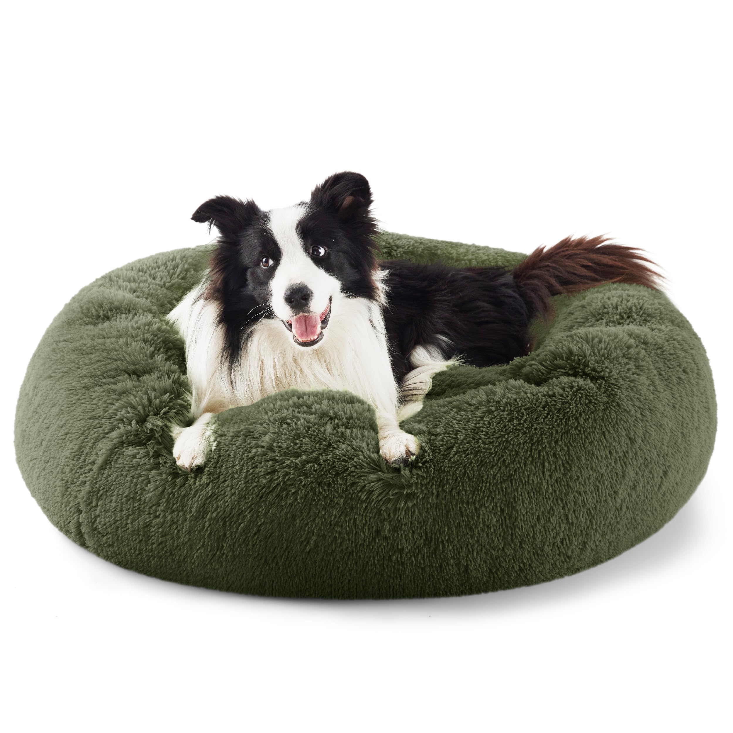 Bedsure Calming Dog Bed for Small Dogs - Donut Washable Small Puppy Bed, 23 inches Anti-Slip Round Fluffy Plush Faux Fur Large Cat Bed, Fits up to 25 lbs Pets, Camel