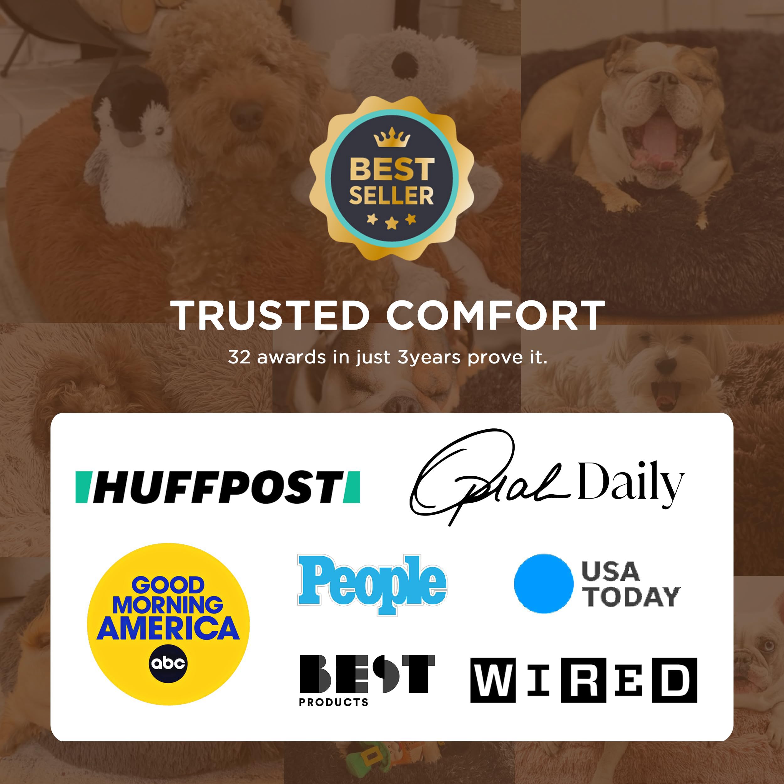Bedsure Calming Dog Bed for Small Dogs - Donut Washable Small Puppy Bed, 23 inches Anti-Slip Round Fluffy Plush Faux Fur Large Cat Bed, Fits up to 25 lbs Pets, Camel