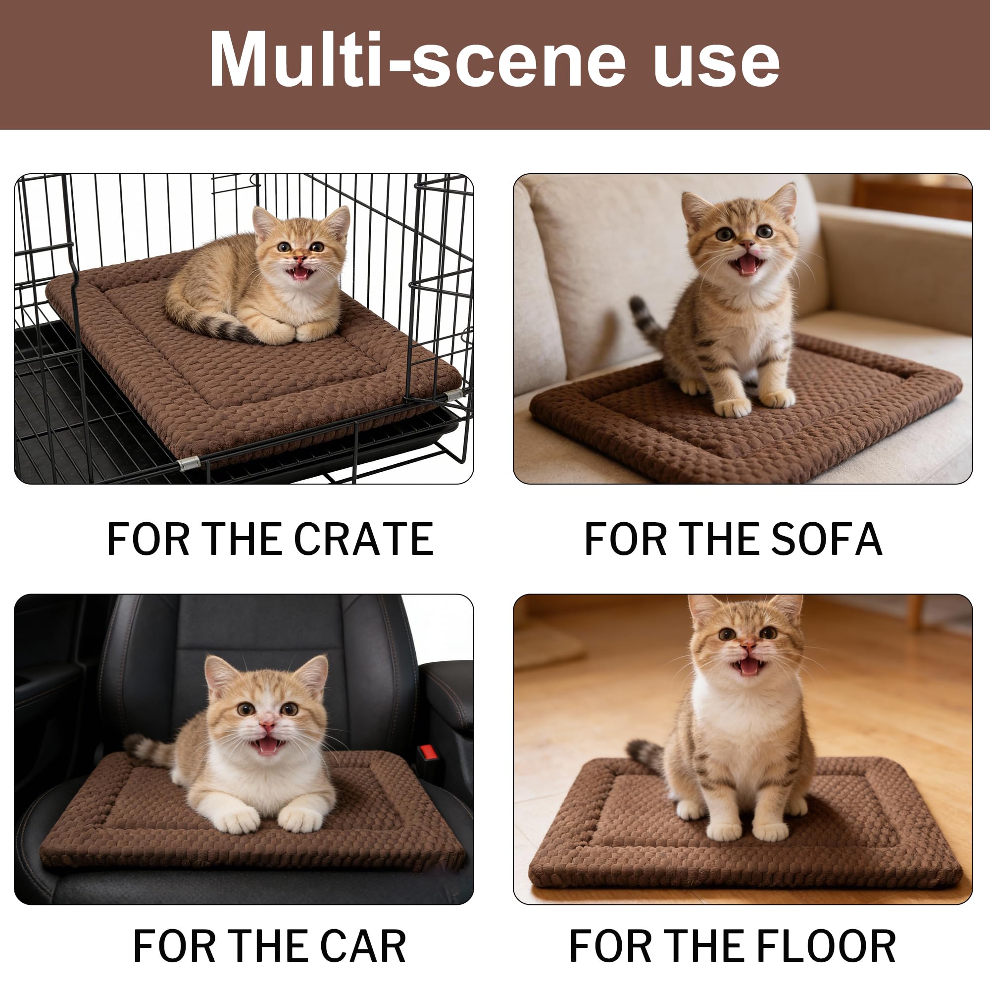 Dog Bed Mat for Crate, Soft Kennel Pad, Durable Comfort Mat for Dogs and Cats, Home and Crate Use (Gray, 18"*14"*1.5")