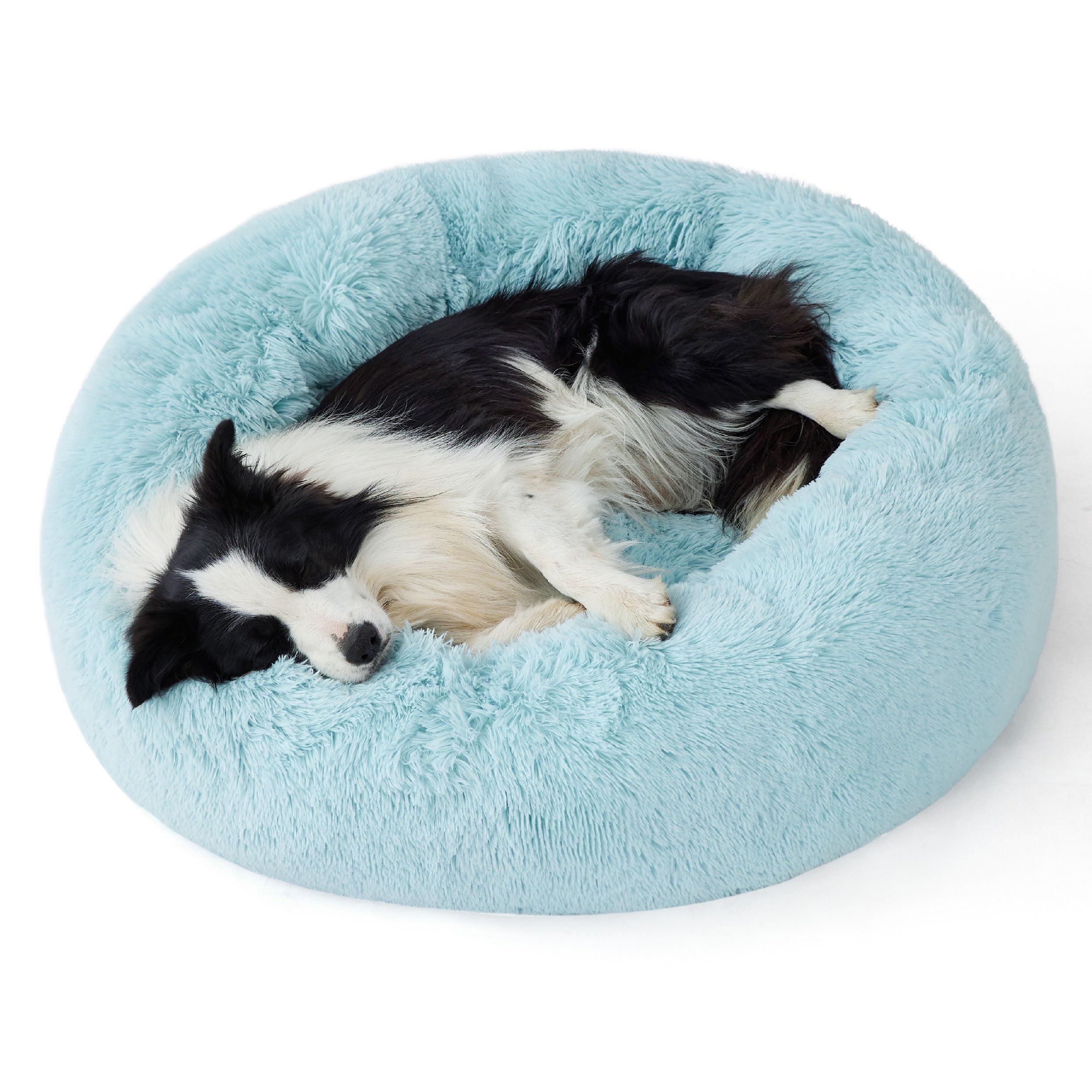 Bedsure Calming Dog Bed for Small Dogs - Donut Washable Small Puppy Bed, 23 inches Anti-Slip Round Fluffy Plush Faux Fur Large Cat Bed, Fits up to 25 lbs Pets, Camel