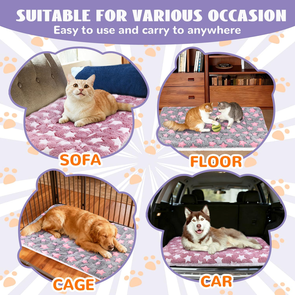 4 Pcs Self Warming Cat Bed, Self Heating Pet Mat for Kitten & Puppy, Soft Calming Cat Bed Mat Reflects Body Heat Warm Washable Pet Pad for Crates, Floors, Indoor, Outdoor(12.6×10 Inch)