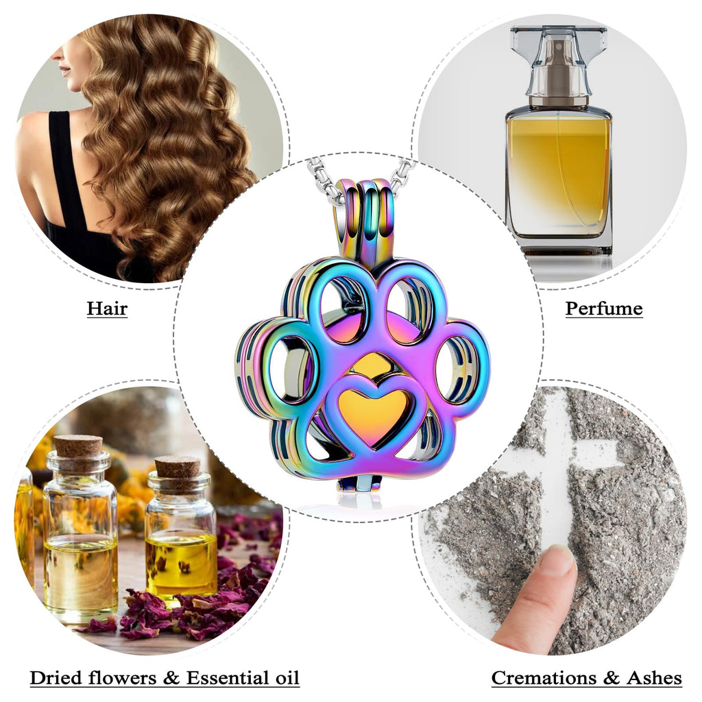 Oinsi Pet Cremation Jewelry For Ashes For Dog/Cat Paw Stainless Steel Memorial Locket Urn Necklace Inside Mini Case Keepsake Cremation Jewelry Women Men