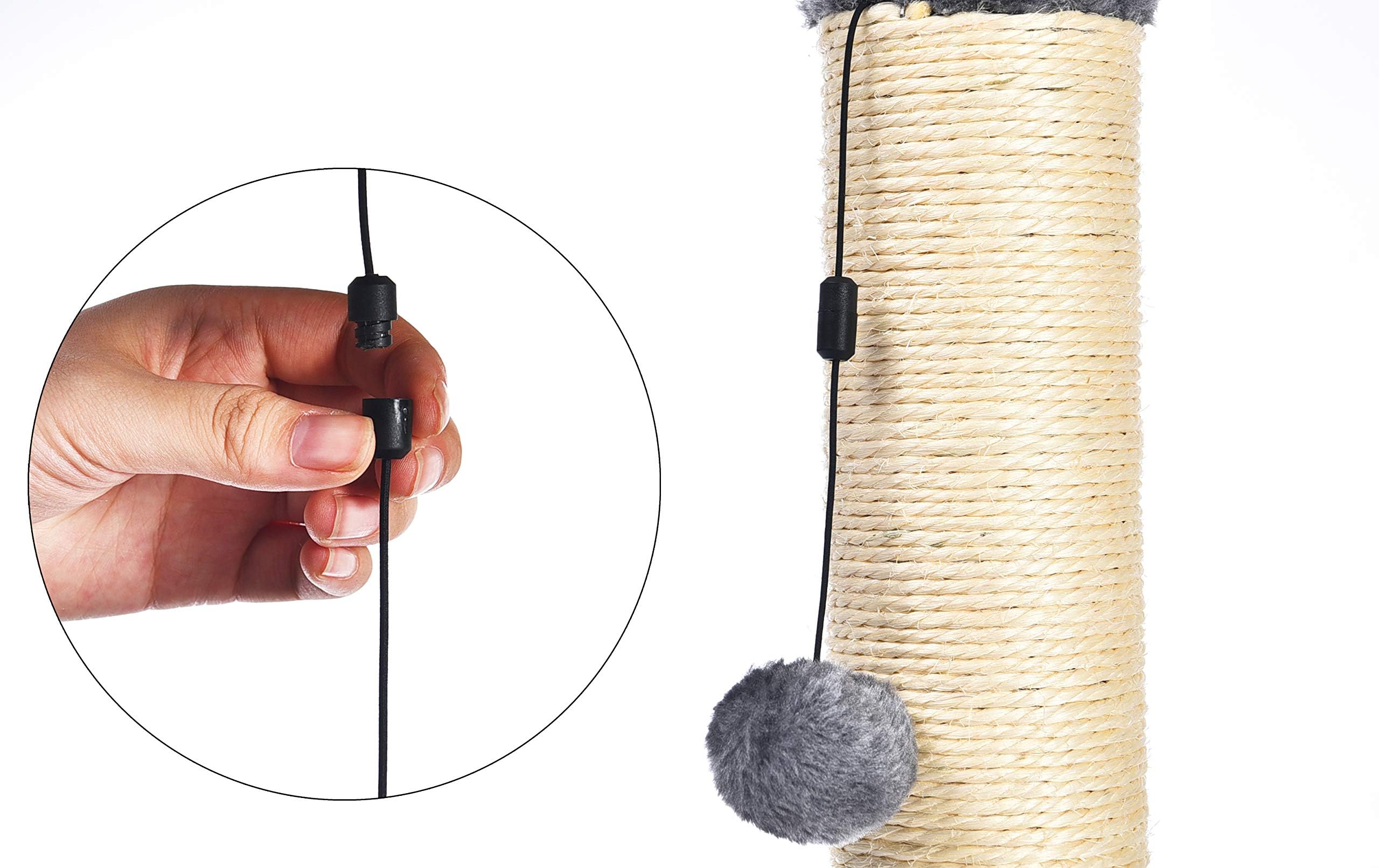 Amazon Basics Sturdy Cat Scratching Post for Indoor Cats & Kittens, Classic Single Post with Sisal Rope, Jute Fiber, Wood Base, Large (35.4"H), Brown