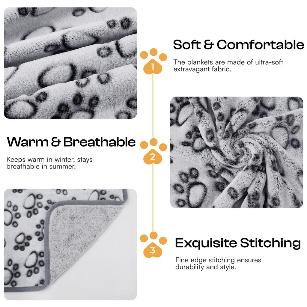 Luciphia 1 Pack 3 Cat Printed Fleece Pet Blankets Washable，Soft Warm Throw Covers for Crate Couch Bed，Cozy Puppy Essentials for Dogs and Cats，Purple/Grey/Khaki, Small (23x16 inch)