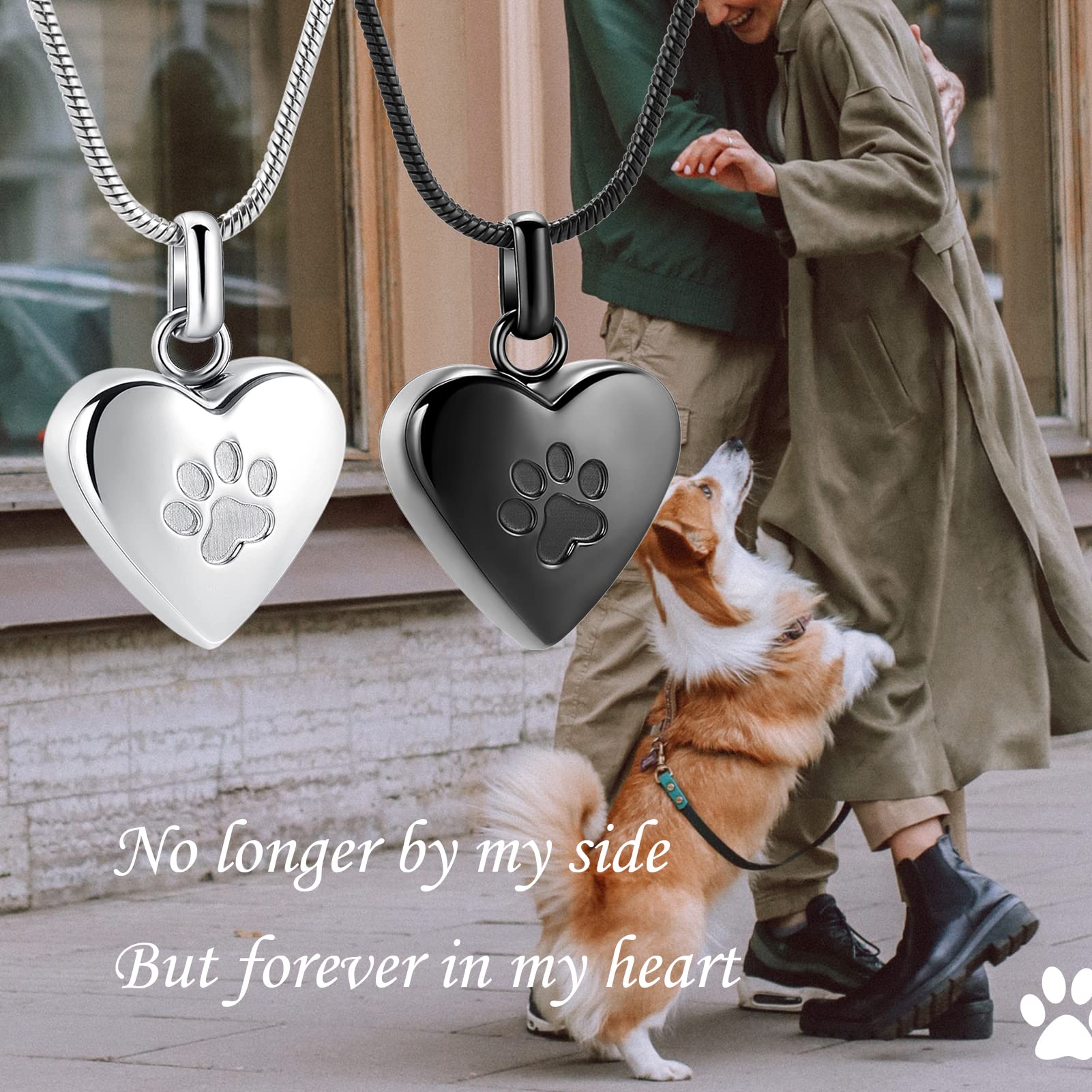 zeqingjw Pet Cremation Jewelry for Ashes Pendant Paw Print Pet Heart Urn Necklace Memorial Keepsake Jewelry for Pet/Dog's/Cat's Ashes