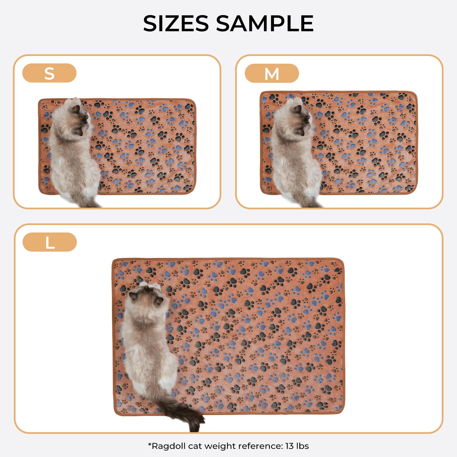 Luciphia 1 Pack 3 Cat Printed Fleece Pet Blankets Washable，Soft Warm Throw Covers for Crate Couch Bed，Cozy Puppy Essentials for Dogs and Cats，Purple/Grey/Khaki, Small (23x16 inch)