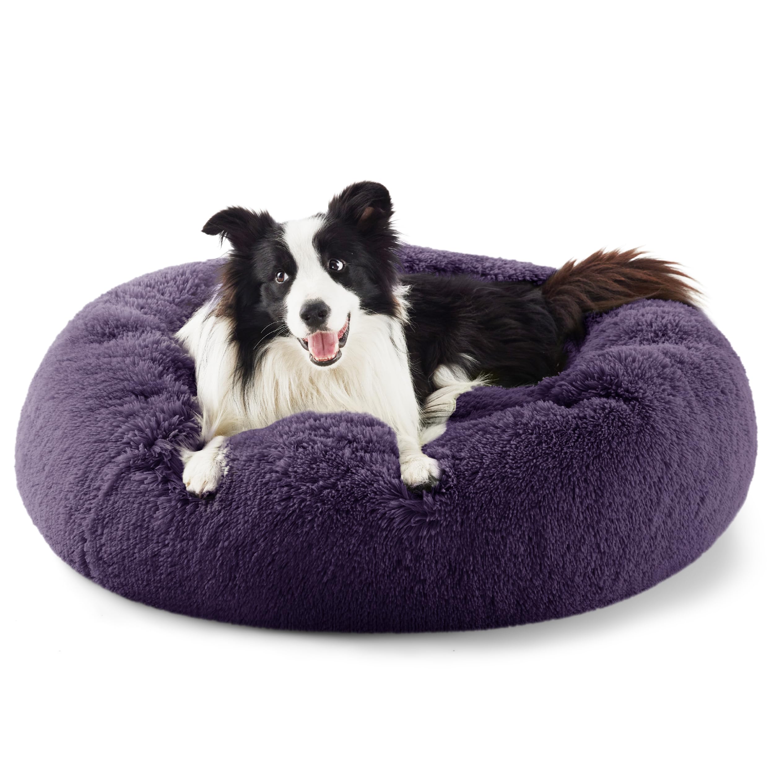 Bedsure Calming Dog Bed for Small Dogs - Donut Washable Small Puppy Bed, 23 inches Anti-Slip Round Fluffy Plush Faux Fur Large Cat Bed, Fits up to 25 lbs Pets, Camel