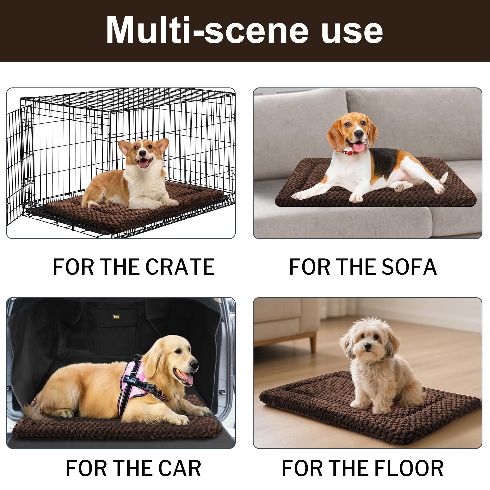Dog Bed Mat for Crate, Soft Kennel Pad, Durable Comfort Mat for Dogs and Cats, Home and Crate Use (Gray, 18"*14"*1.5")