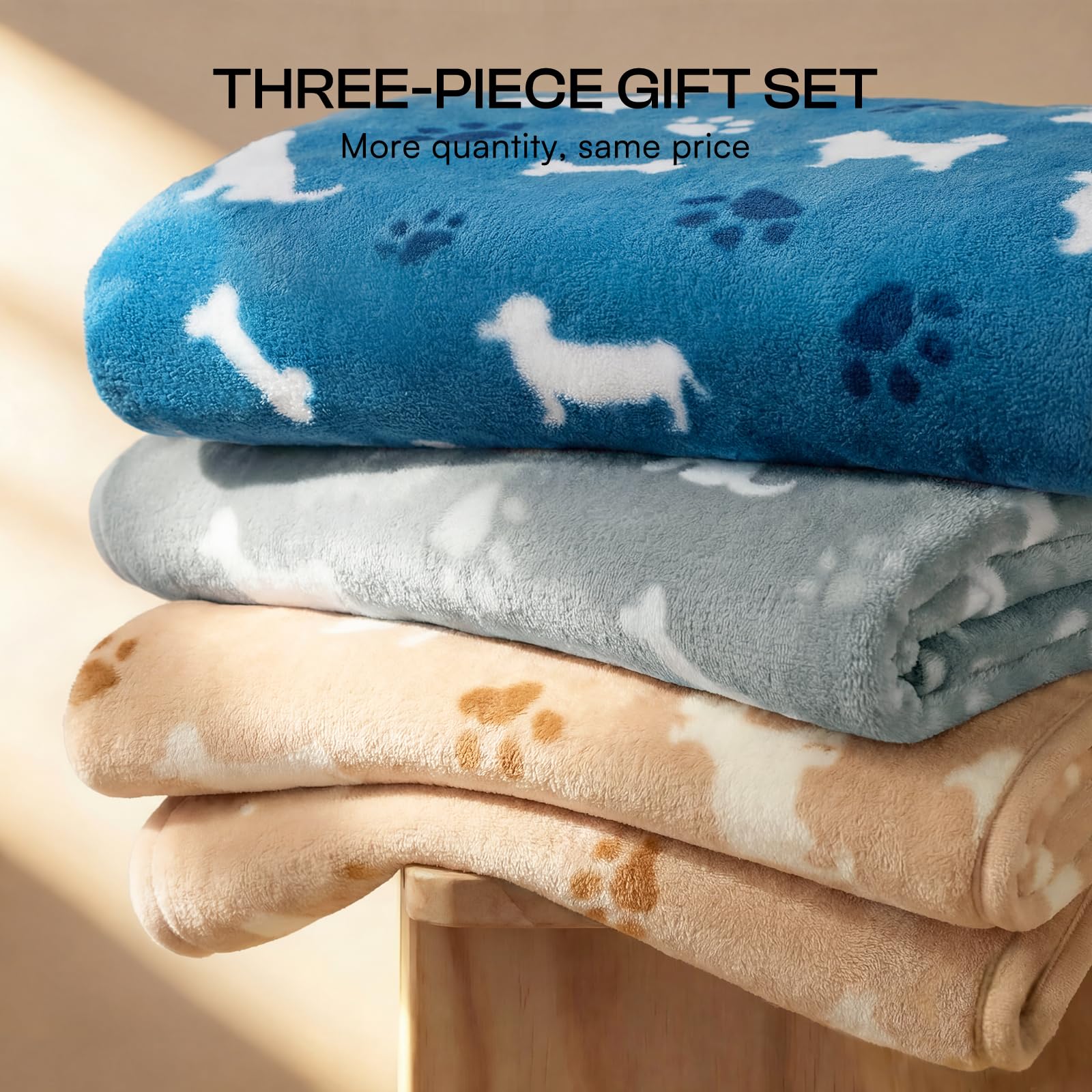 Luciphia 1 Pack 3 Cat Printed Fleece Pet Blankets Washable，Soft Warm Throw Covers for Crate Couch Bed，Cozy Puppy Essentials for Dogs and Cats，Purple/Grey/Khaki, Small (23x16 inch)