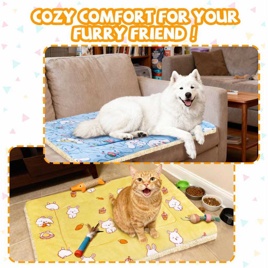 4 Pcs Self Warming Cat Bed, Self Heating Pet Mat for Kitten & Puppy, Soft Calming Cat Bed Mat Reflects Body Heat Warm Washable Pet Pad for Crates, Floors, Indoor, Outdoor(12.6×10 Inch)