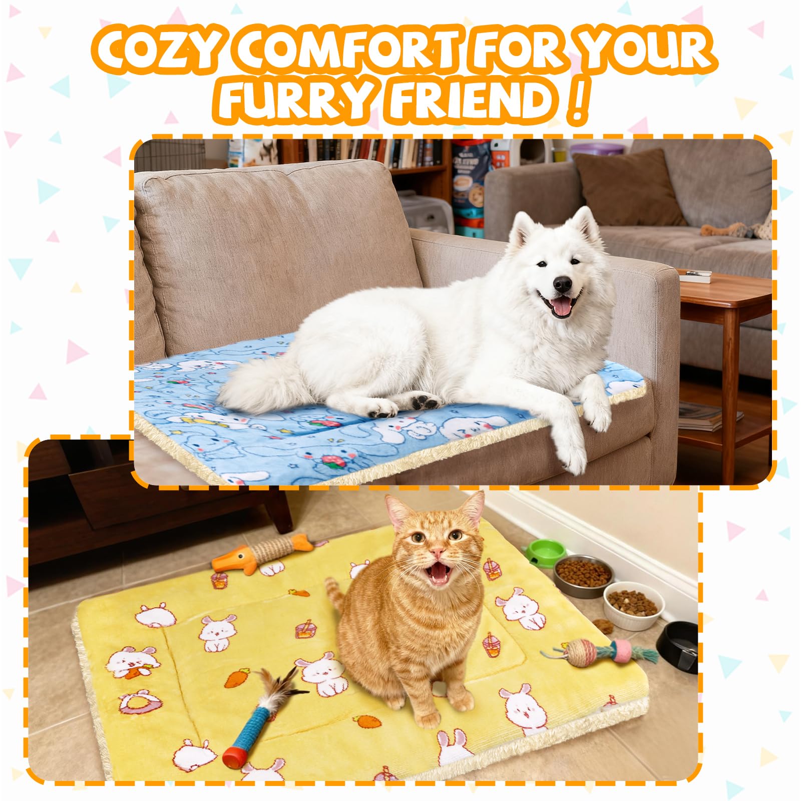 4 Pcs Self Warming Cat Bed, Self Heating Pet Mat for Kitten & Puppy, Soft Calming Cat Bed Mat Reflects Body Heat Warm Washable Pet Pad for Crates, Floors, Indoor, Outdoor(12.6×10 Inch)