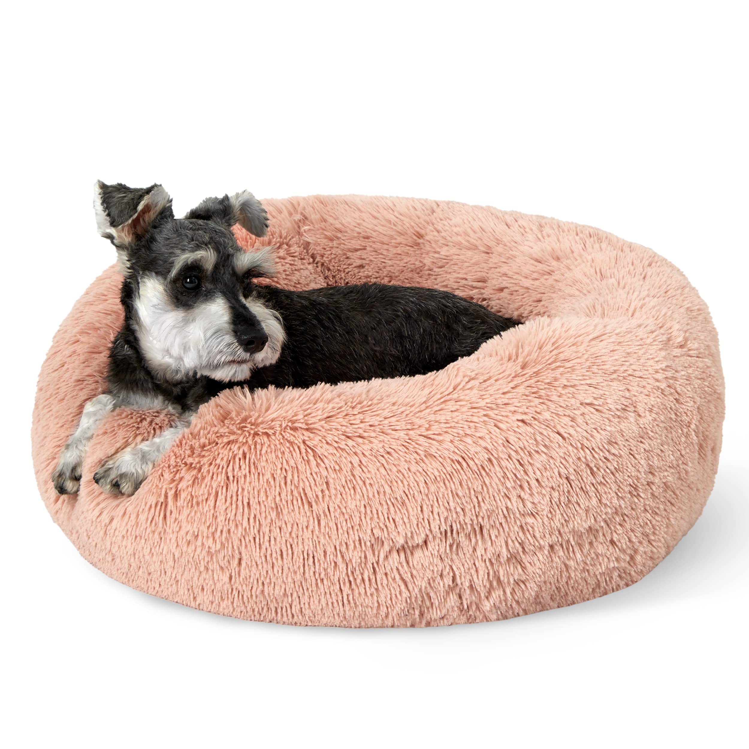 Bedsure Calming Dog Bed for Small Dogs - Donut Washable Small Puppy Bed, 23 inches Anti-Slip Round Fluffy Plush Faux Fur Large Cat Bed, Fits up to 25 lbs Pets, Camel