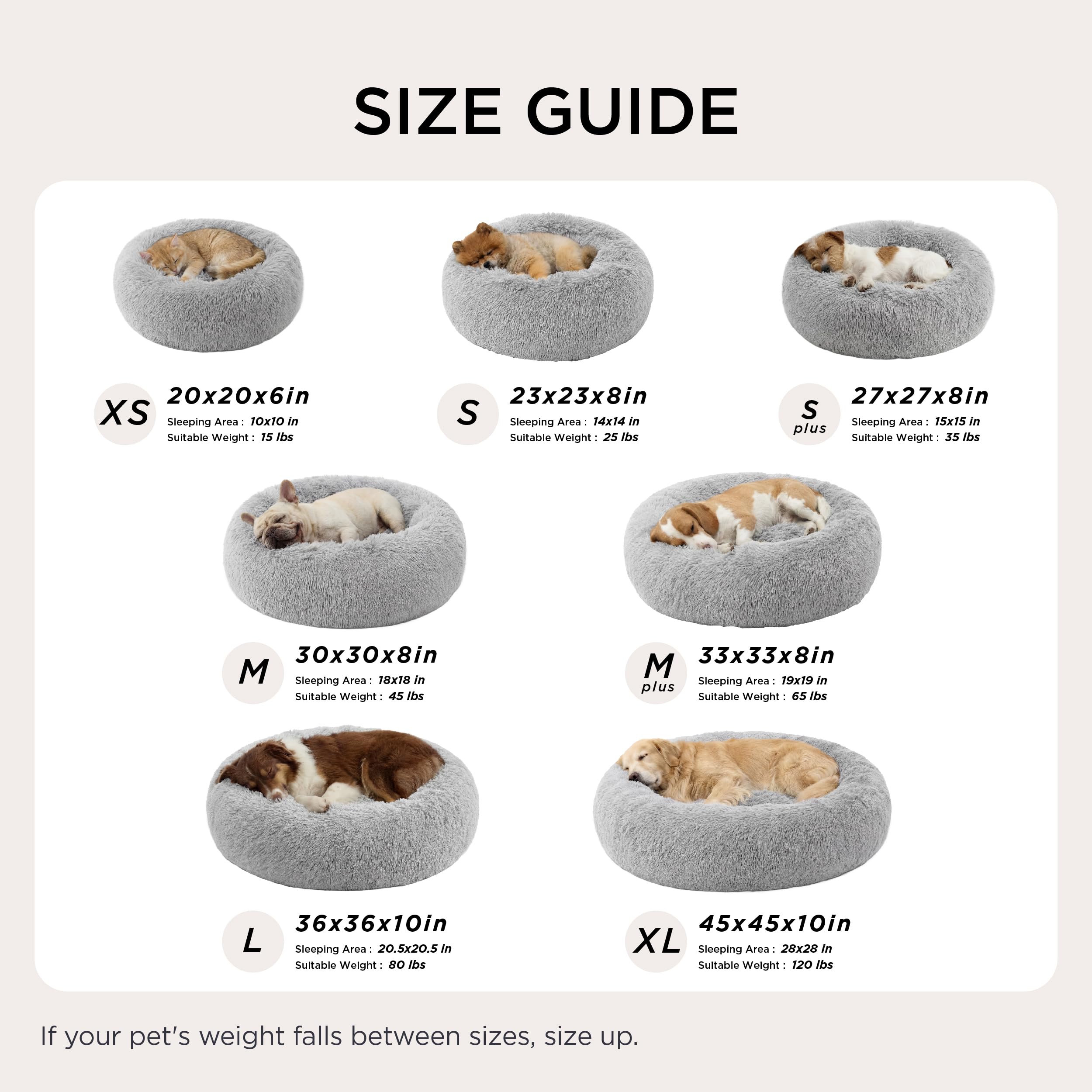 Bedsure Calming Dog Bed for Small Dogs - Donut Washable Small Puppy Bed, 23 inches Anti-Slip Round Fluffy Plush Faux Fur Large Cat Bed, Fits up to 25 lbs Pets, Camel