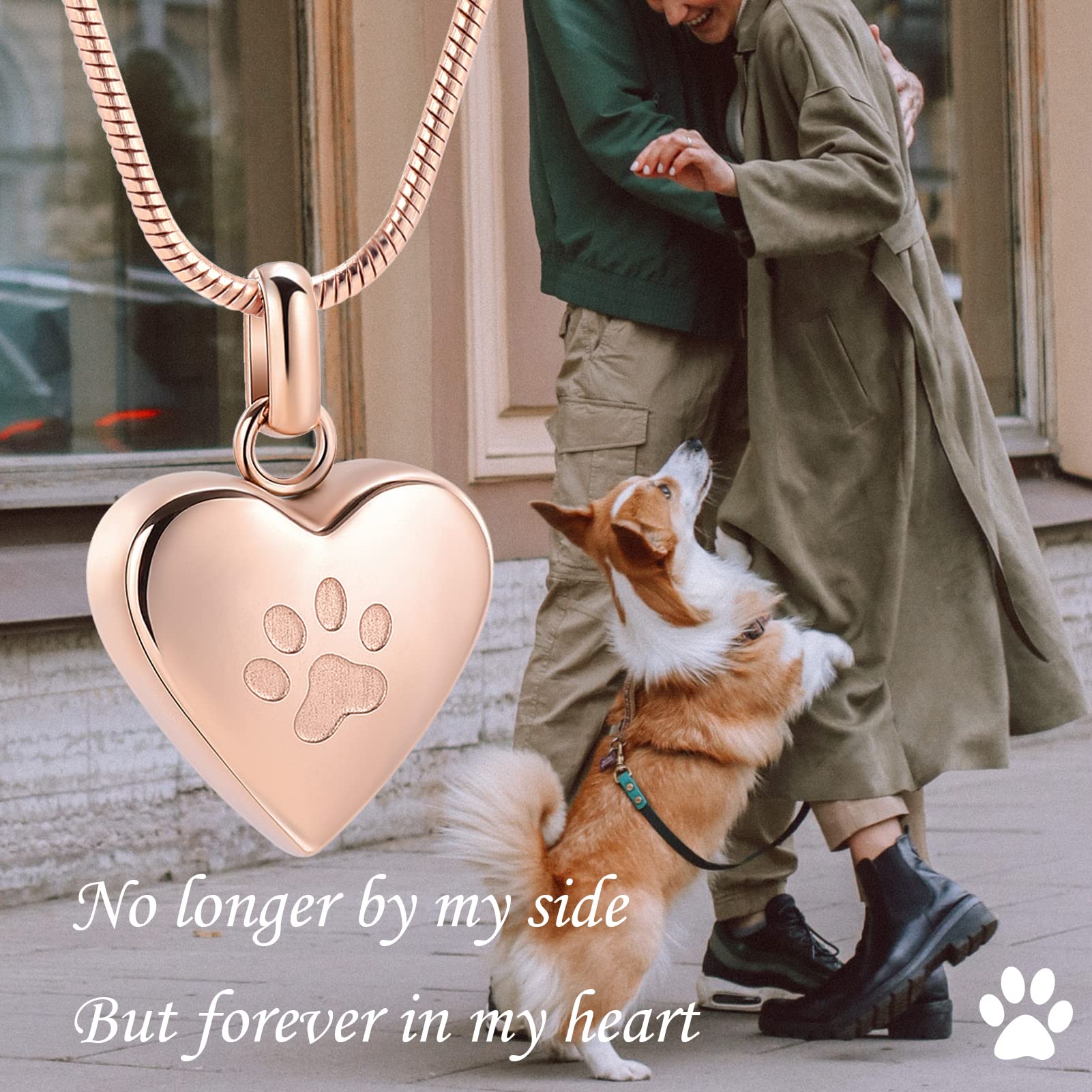 zeqingjw Pet Cremation Jewelry for Ashes Pendant Paw Print Pet Heart Urn Necklace Memorial Keepsake Jewelry for Pet/Dog's/Cat's Ashes