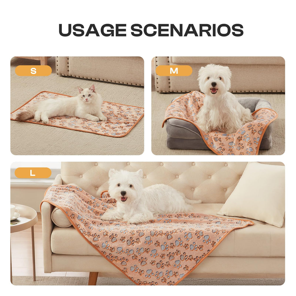 Luciphia 1 Pack 3 Cat Printed Fleece Pet Blankets Washable，Soft Warm Throw Covers for Crate Couch Bed，Cozy Puppy Essentials for Dogs and Cats，Purple/Grey/Khaki, Small (23x16 inch)