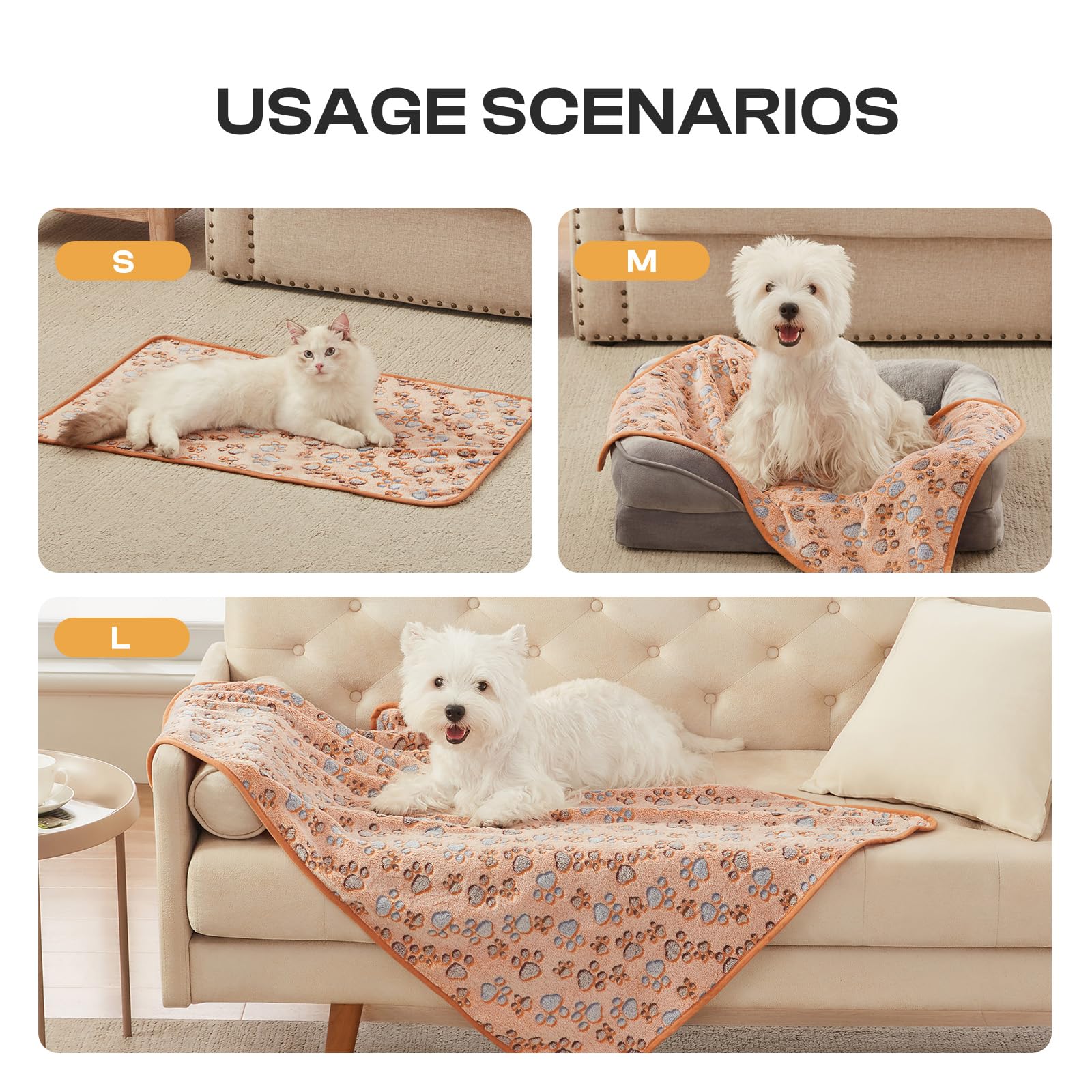 Luciphia 1 Pack 3 Cat Printed Fleece Pet Blankets Washable，Soft Warm Throw Covers for Crate Couch Bed，Cozy Puppy Essentials for Dogs and Cats，Purple/Grey/Khaki, Small (23x16 inch)