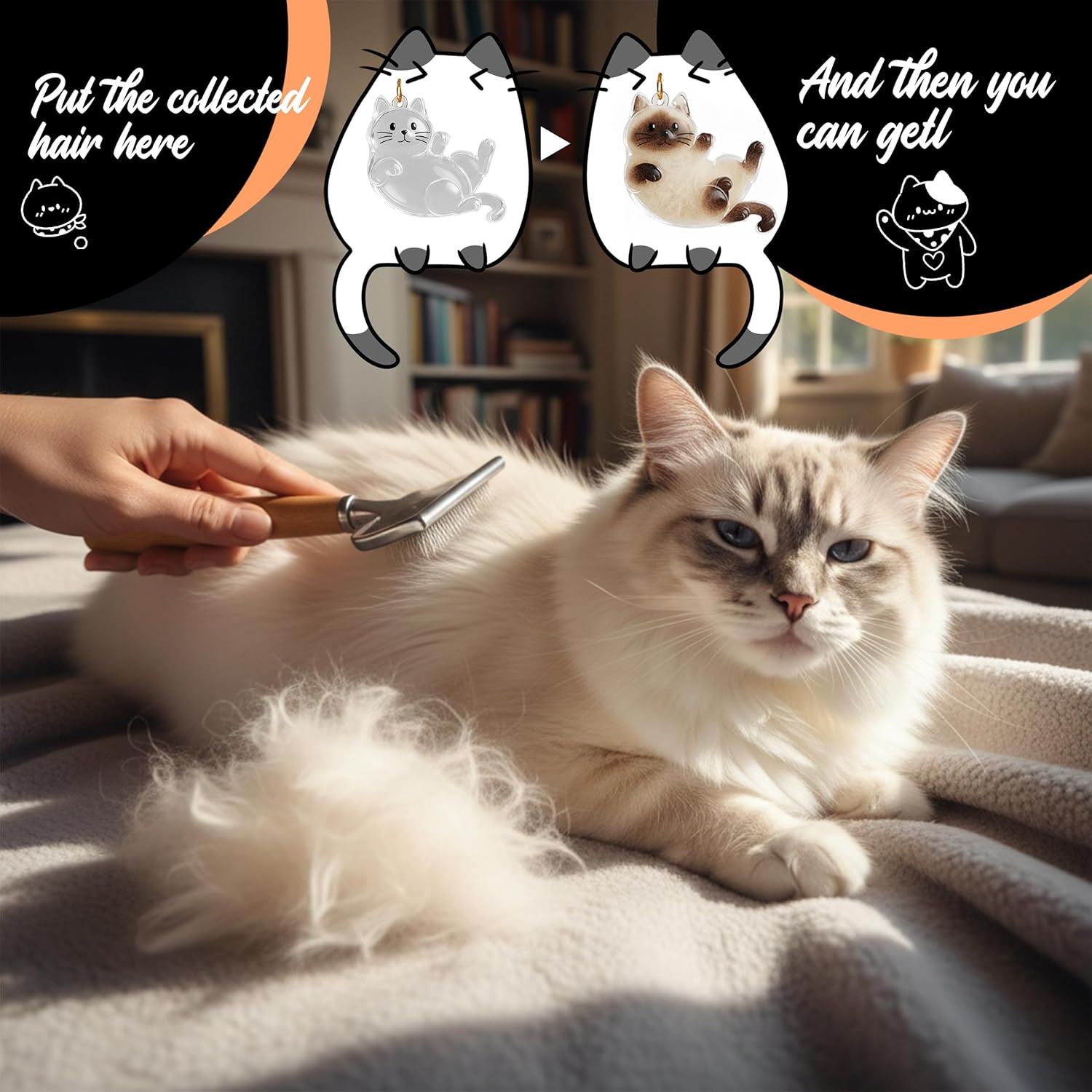 2Pcs Cat Hair Keepsake Bottles, Pet Hair Keychain for Collecting Hair, Furever Gift for Pet Lovers, Cat Keychain Memory Keepsake