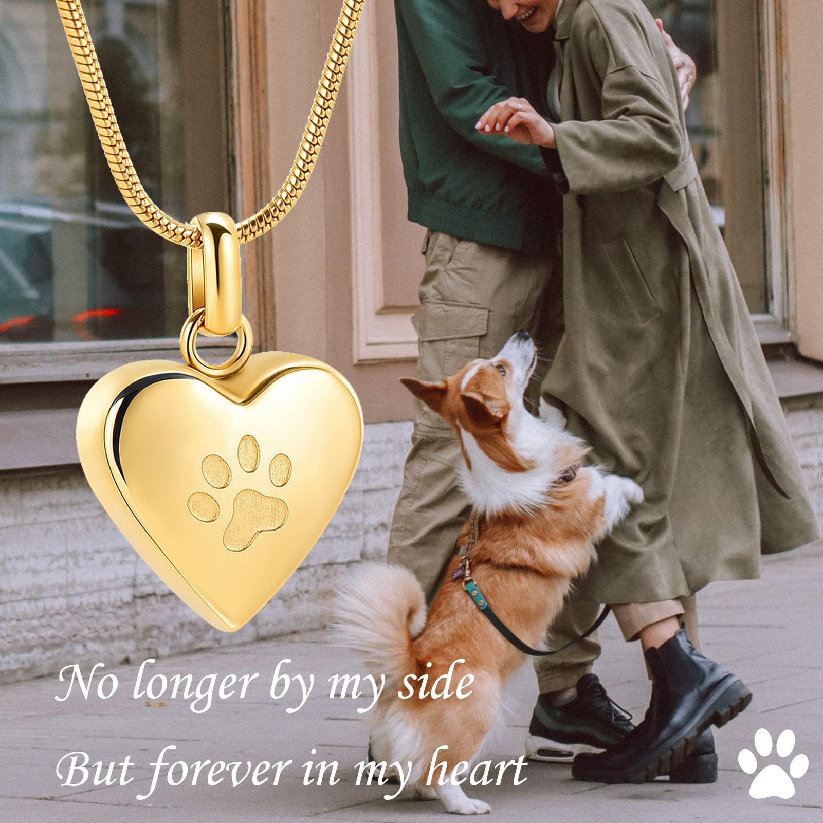 zeqingjw Pet Cremation Jewelry for Ashes Pendant Paw Print Pet Heart Urn Necklace Memorial Keepsake Jewelry for Pet/Dog's/Cat's Ashes