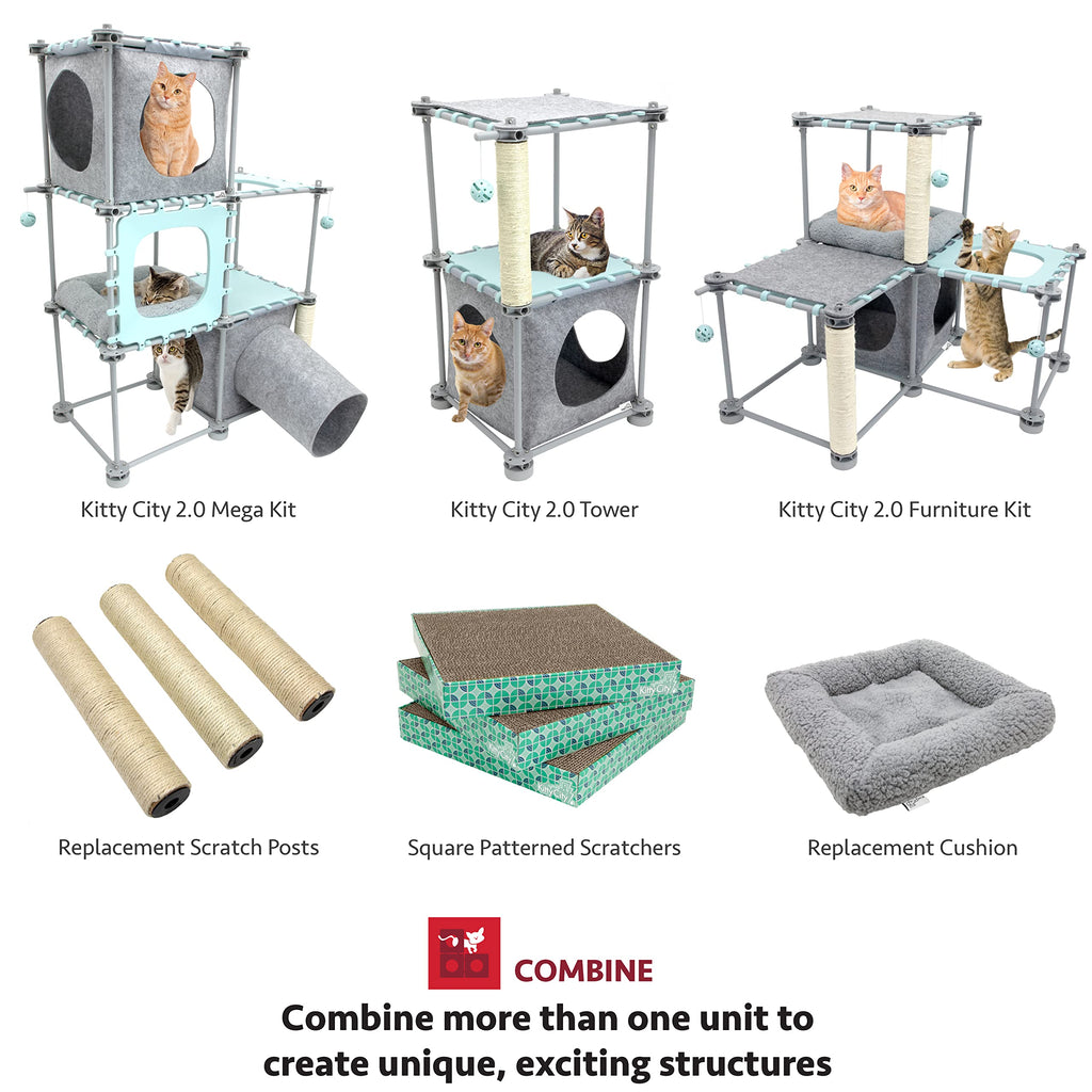 Kitty City Claw Indoor Mega Kit Cat Furniture, Corrugate Cat Scratcher, Cat Bed