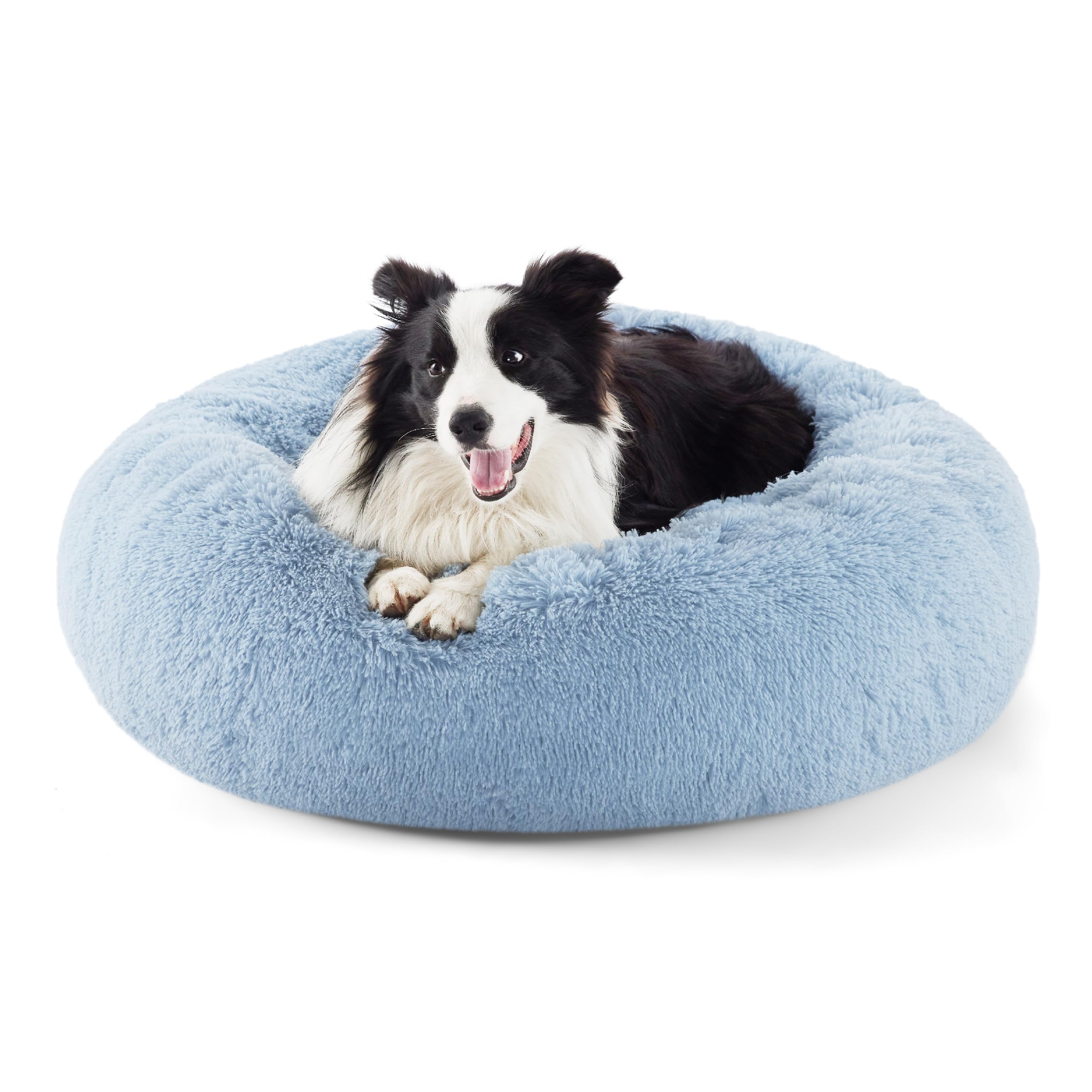 Bedsure Calming Dog Bed for Small Dogs - Donut Washable Small Puppy Bed, 23 inches Anti-Slip Round Fluffy Plush Faux Fur Large Cat Bed, Fits up to 25 lbs Pets, Camel