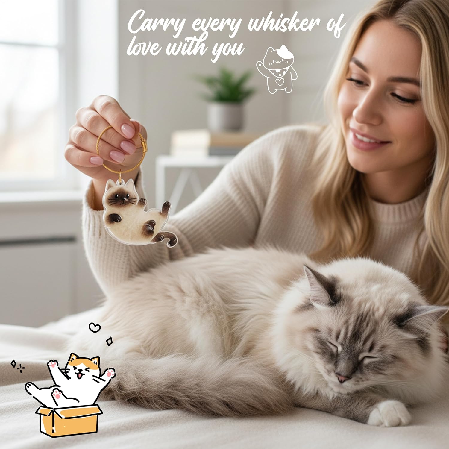 2Pcs Cat Hair Keepsake Bottles, Pet Hair Keychain for Collecting Hair, Furever Gift for Pet Lovers, Cat Keychain Memory Keepsake