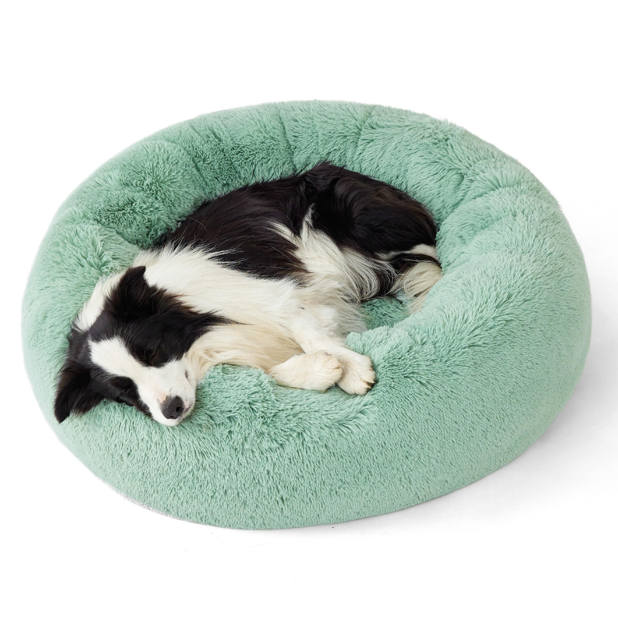 Bedsure Calming Dog Bed for Small Dogs - Donut Washable Small Puppy Bed, 23 inches Anti-Slip Round Fluffy Plush Faux Fur Large Cat Bed, Fits up to 25 lbs Pets, Camel