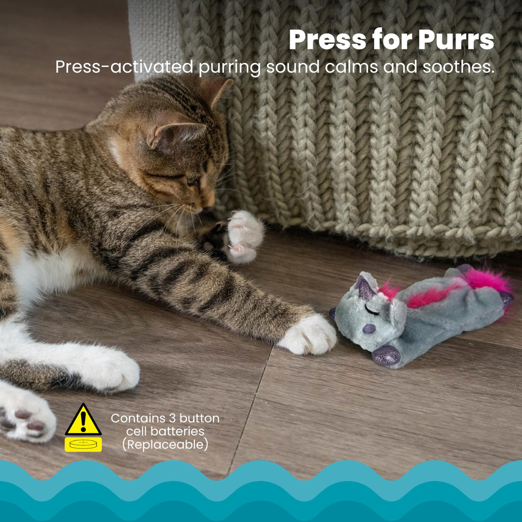 Catstages Purr Pillow Cat Toy – Plush Cat Toy with Touch-Activated Purr for Calming Cats & Kittens