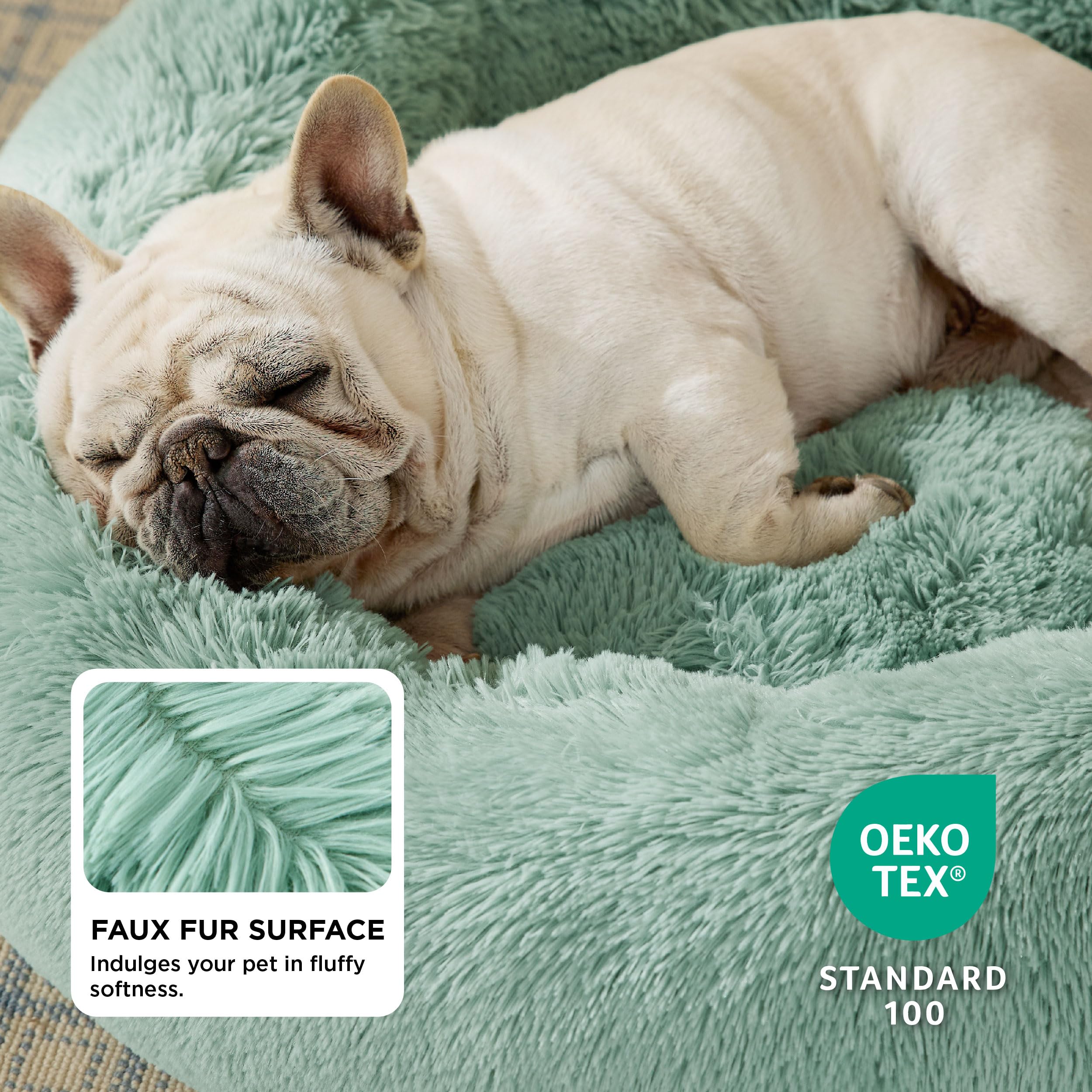 Bedsure Calming Dog Bed for Small Dogs - Donut Washable Small Puppy Bed, 23 inches Anti-Slip Round Fluffy Plush Faux Fur Large Cat Bed, Fits up to 25 lbs Pets, Camel