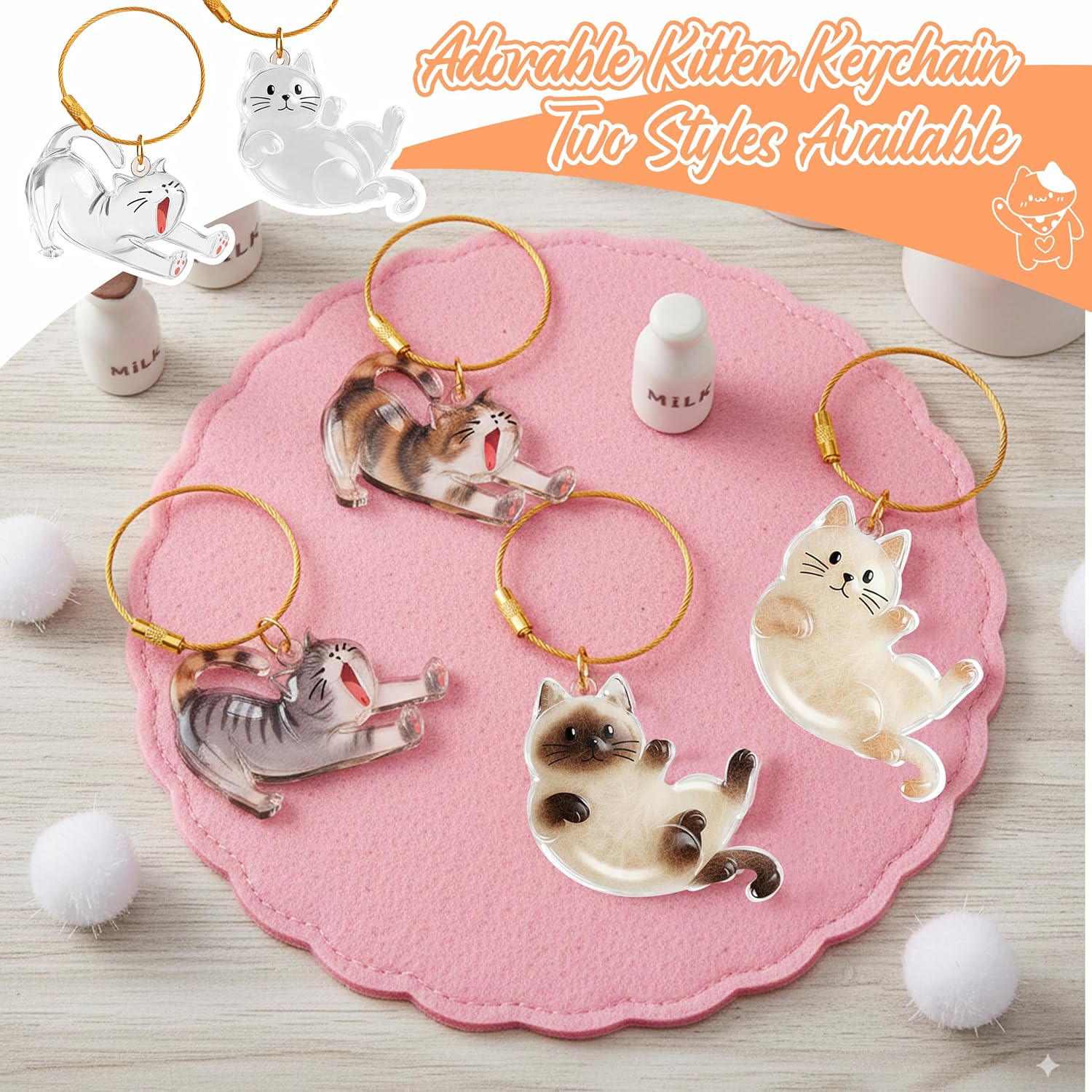 2Pcs Cat Hair Keepsake Bottles, Pet Hair Keychain for Collecting Hair, Furever Gift for Pet Lovers, Cat Keychain Memory Keepsake