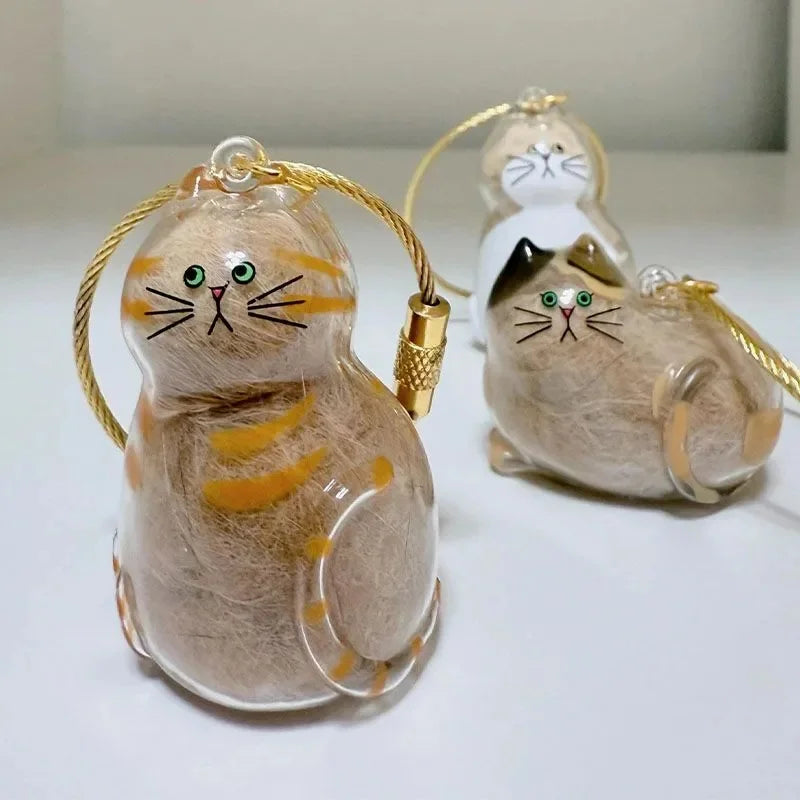 Transparent Cat Hair Keepsake Keychain - Cherished Memorial Pendant for Cat Lovers, Perfect Gift for Ginger Cat Enthusiasts!