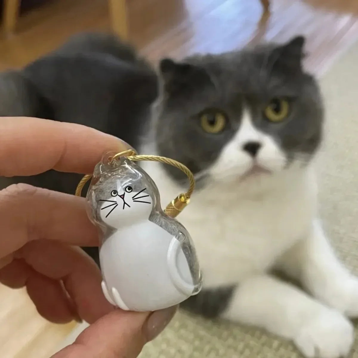 Transparent Cat Hair Keepsake Keychain - Cherished Memorial Pendant for Cat Lovers, Perfect Gift for Ginger Cat Enthusiasts!