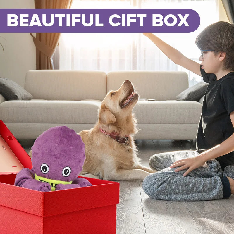 Purple & Blueplush Octopus Dog Toy with Squeaker - Interactive Chew Toy for Medium Dogs, Hide Treats,