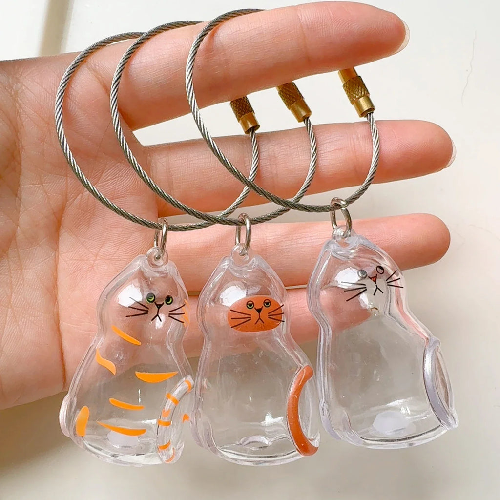 Transparent Cat Hair Keepsake Keychain - Cherished Memorial Pendant for Cat Lovers, Perfect Gift for Ginger Cat Enthusiasts!