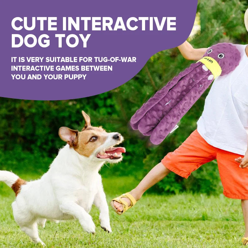 Purple & Blueplush Octopus Dog Toy with Squeaker - Interactive Chew Toy for Medium Dogs, Hide Treats,
